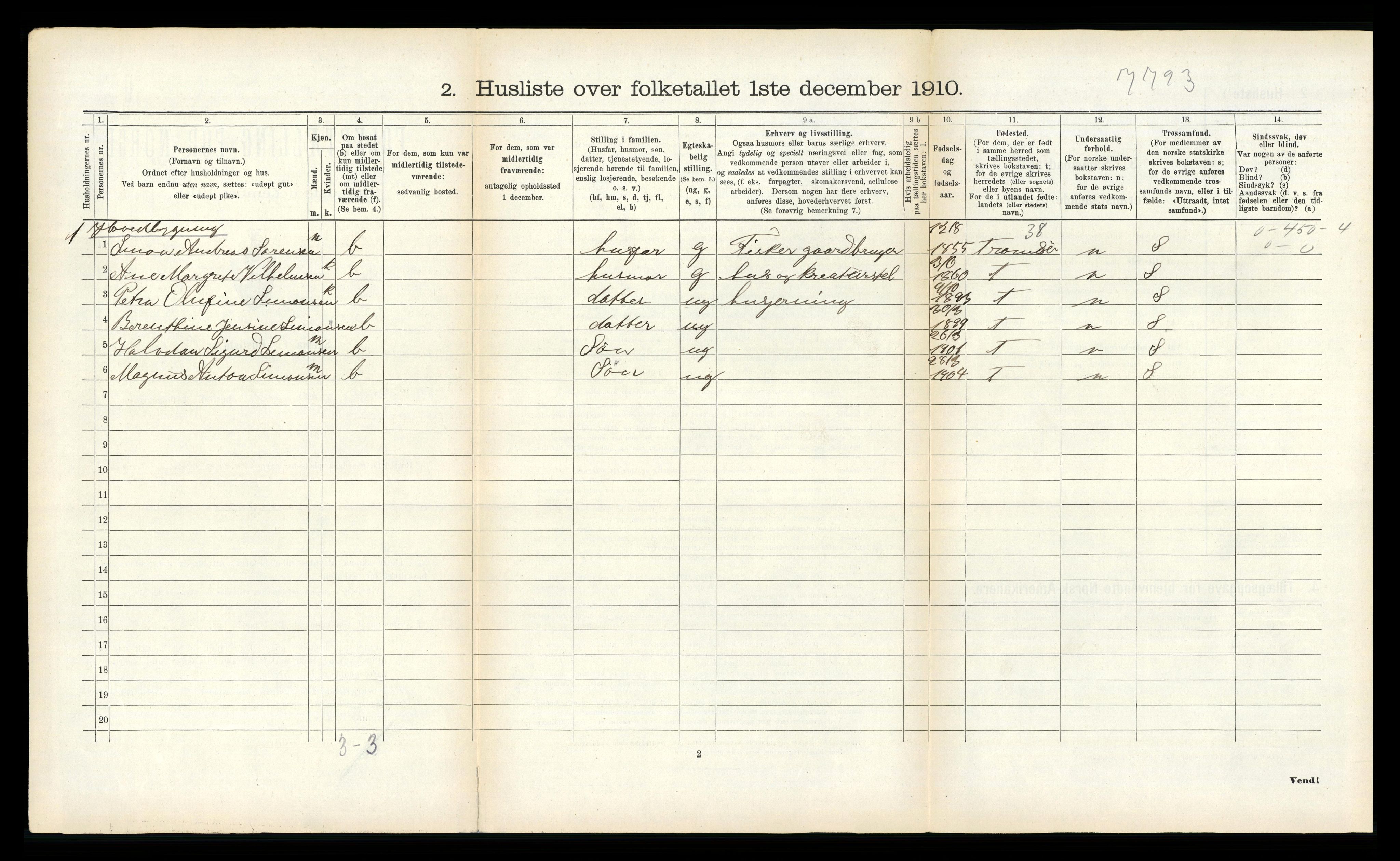 RA, Folketelling 1910 for 1934 Tromsøysund herred, 1910, s. 1166