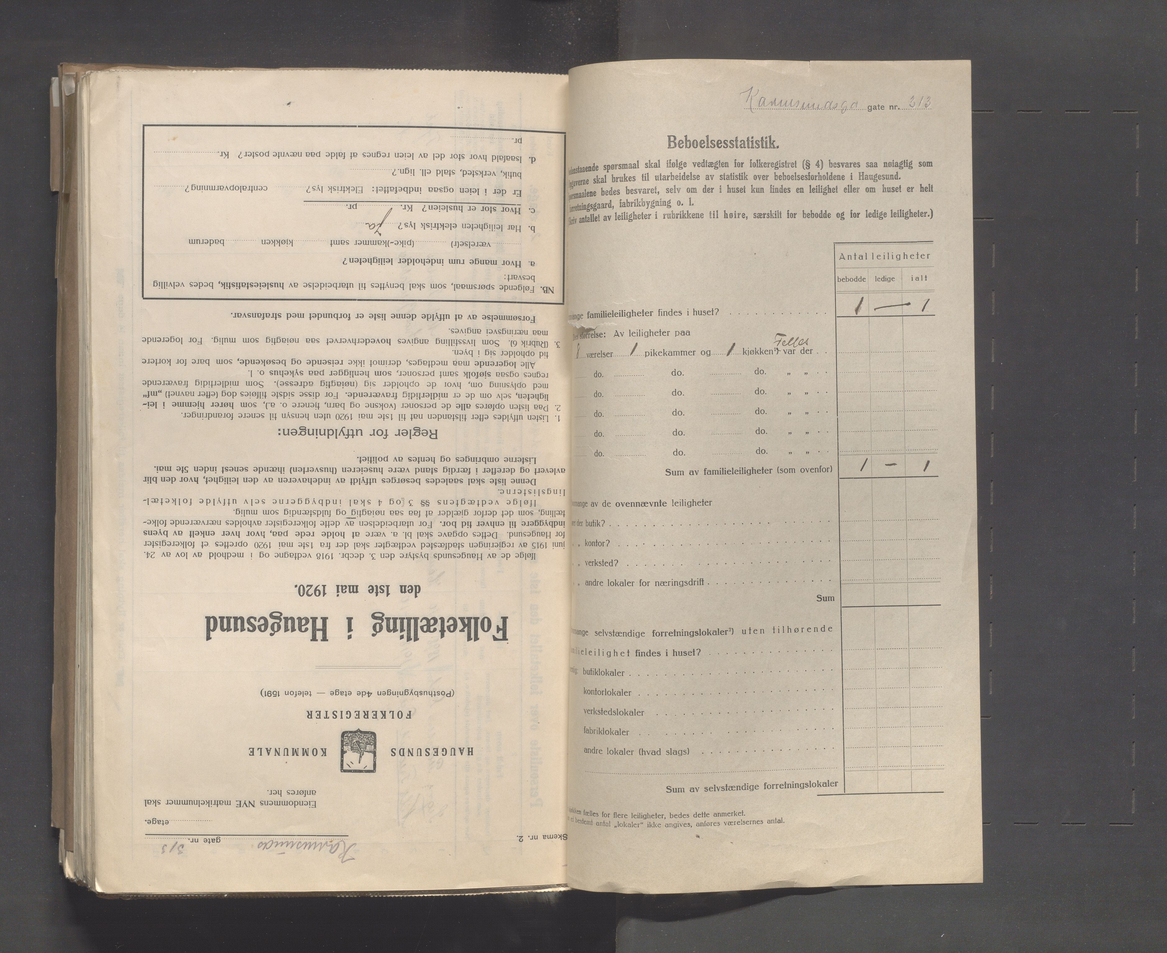 IKAR, Kommunal folketelling 1.5.1920 for Haugesund, 1920, s. 2461