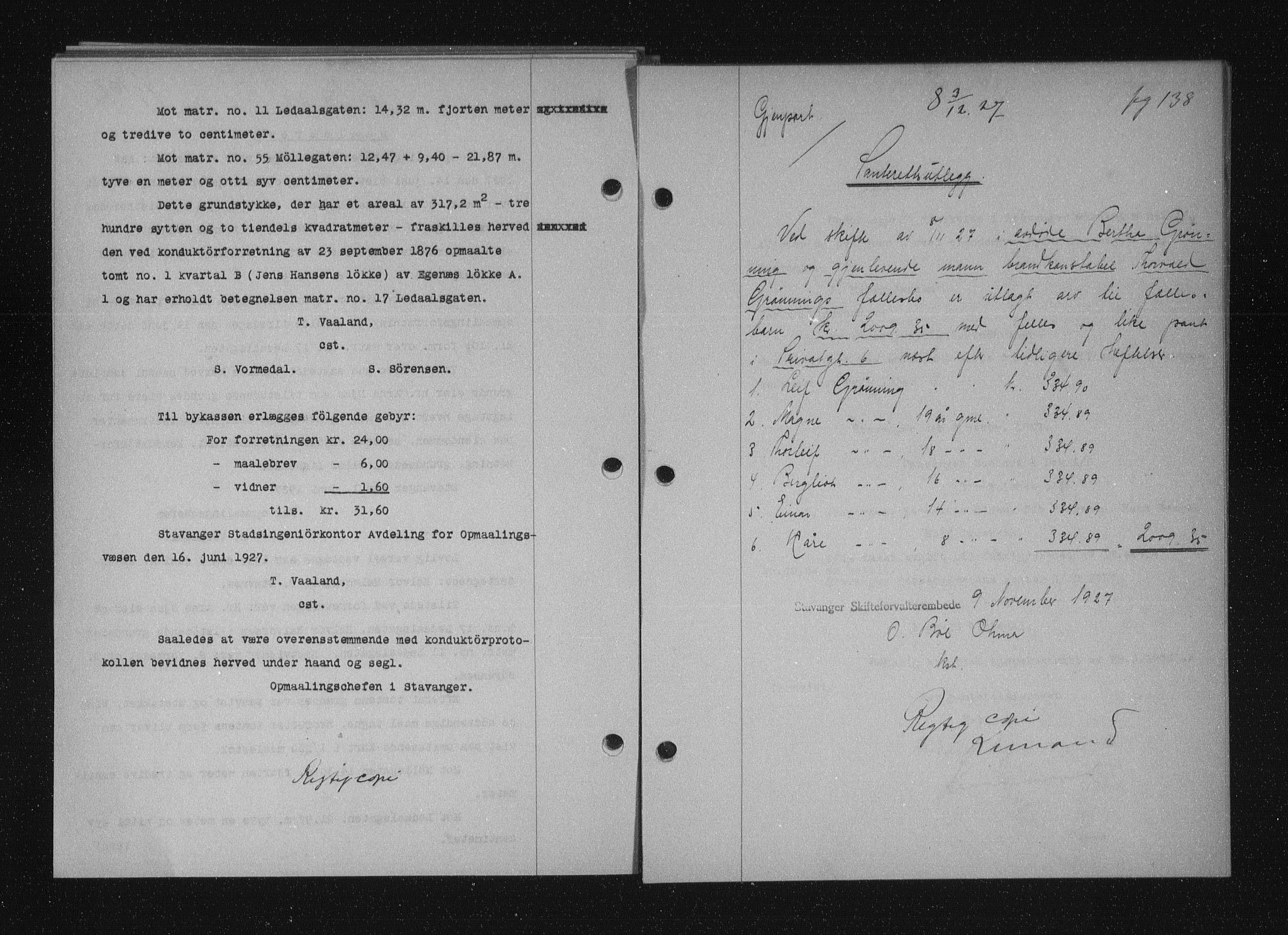 Stavanger byfogd, AV/SAST-A-101408/001/4/41/410/410BB/L0053: Pantebok nr. 41, 1927-1928, Tingl.dato: 03.12.1927