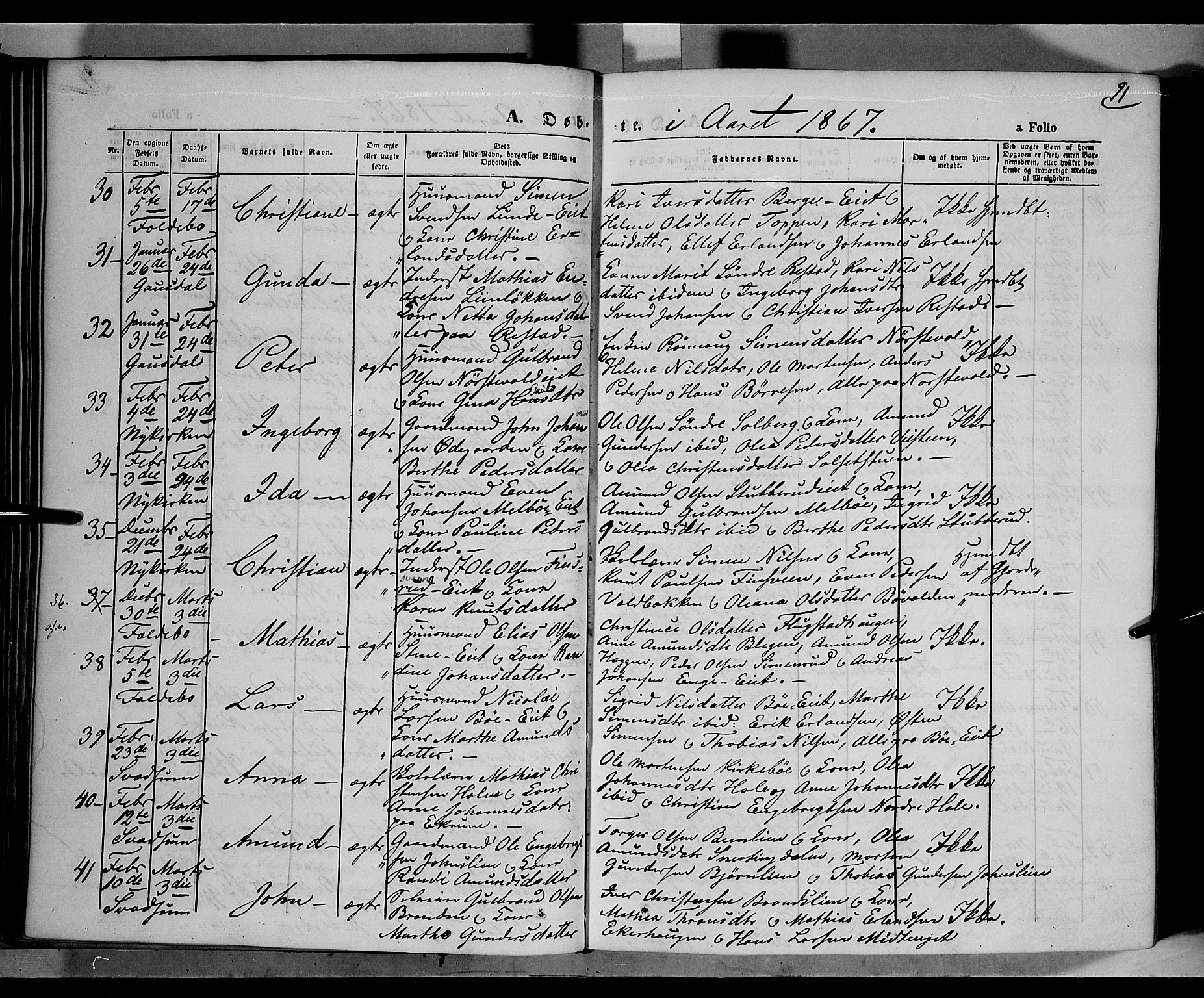 Gausdal prestekontor, AV/SAH-PREST-090/H/Ha/Haa/L0009: Ministerialbok nr. 9, 1862-1873, s. 91
