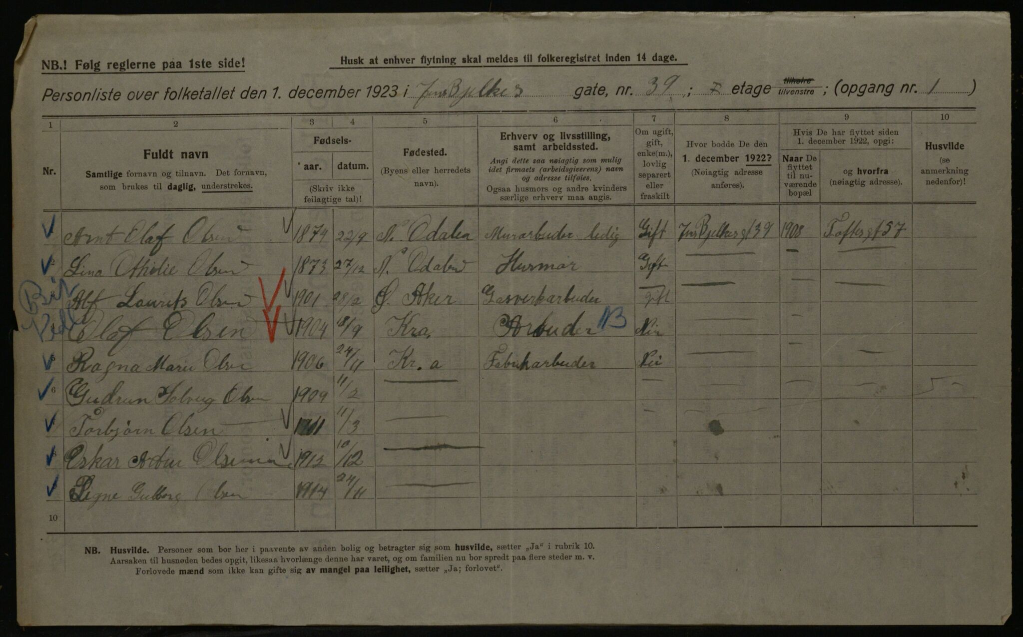 OBA, Kommunal folketelling 1.12.1923 for Kristiania, 1923, s. 51895