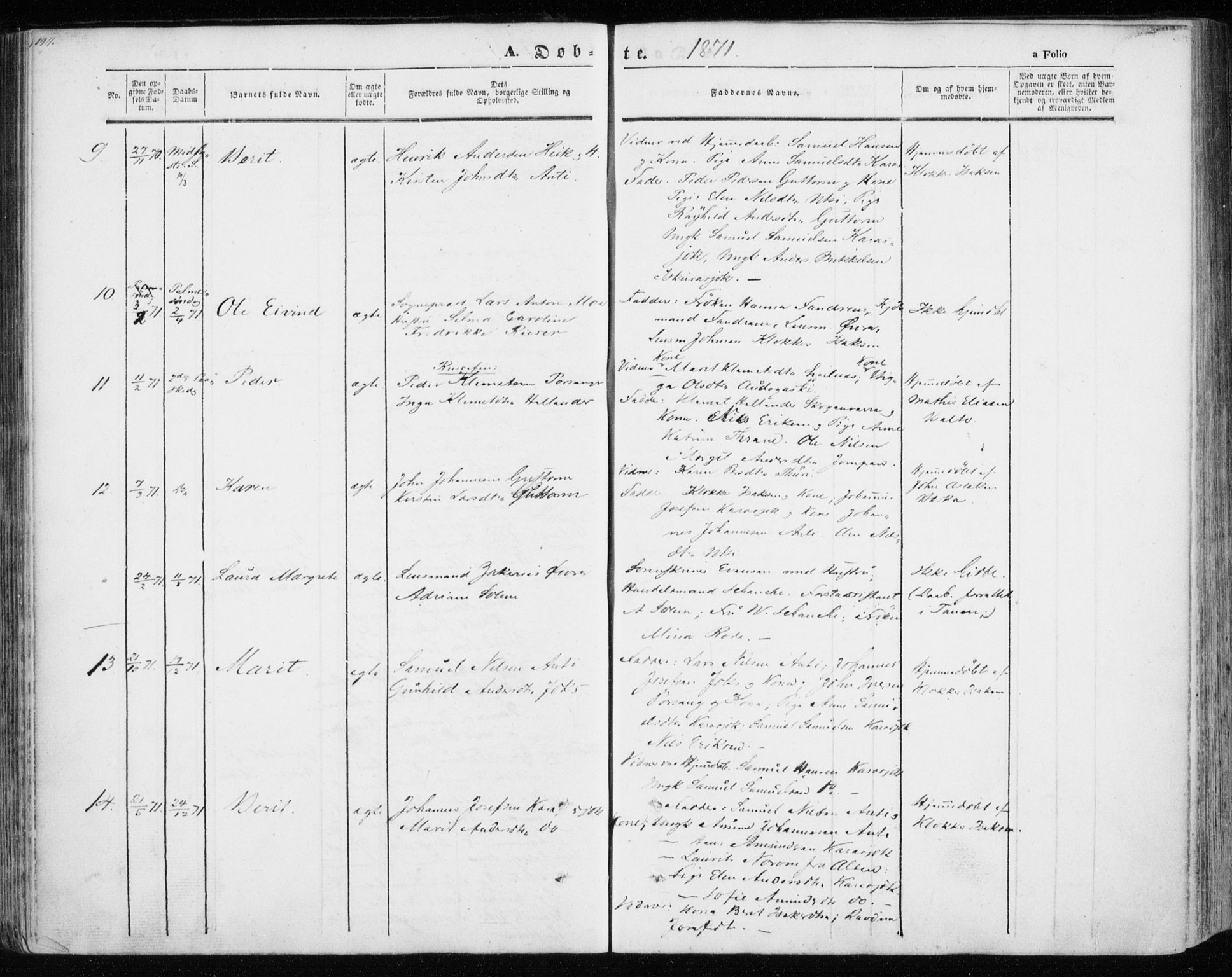 Kistrand/Porsanger sokneprestembete, AV/SATØ-S-1351/H/Ha/L0012.kirke: Ministerialbok nr. 12, 1843-1871, s. 194-195