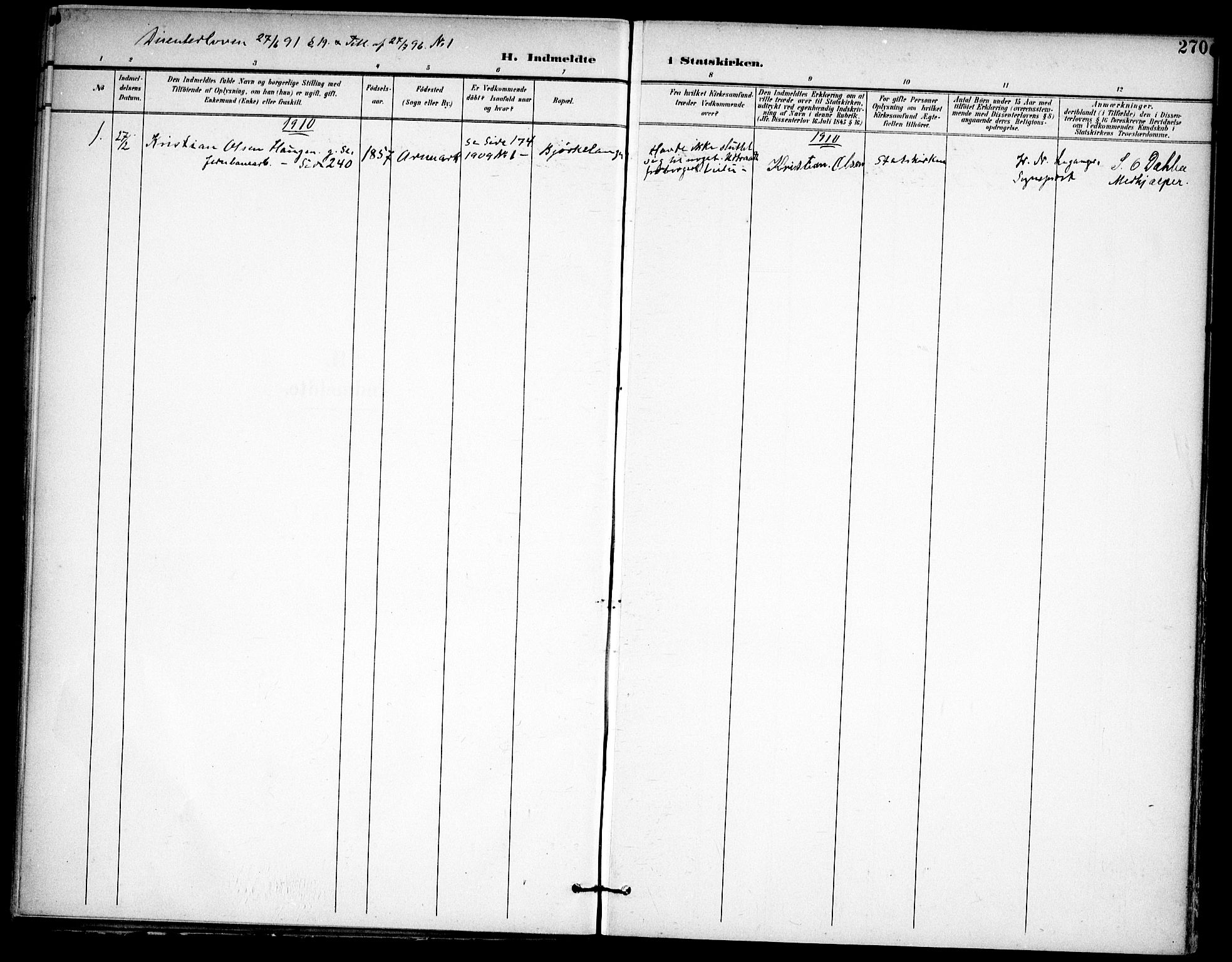 Høland prestekontor Kirkebøker, SAO/A-10346a/F/Fa/L0015: Ministerialbok nr. I 15, 1897-1912, s. 270