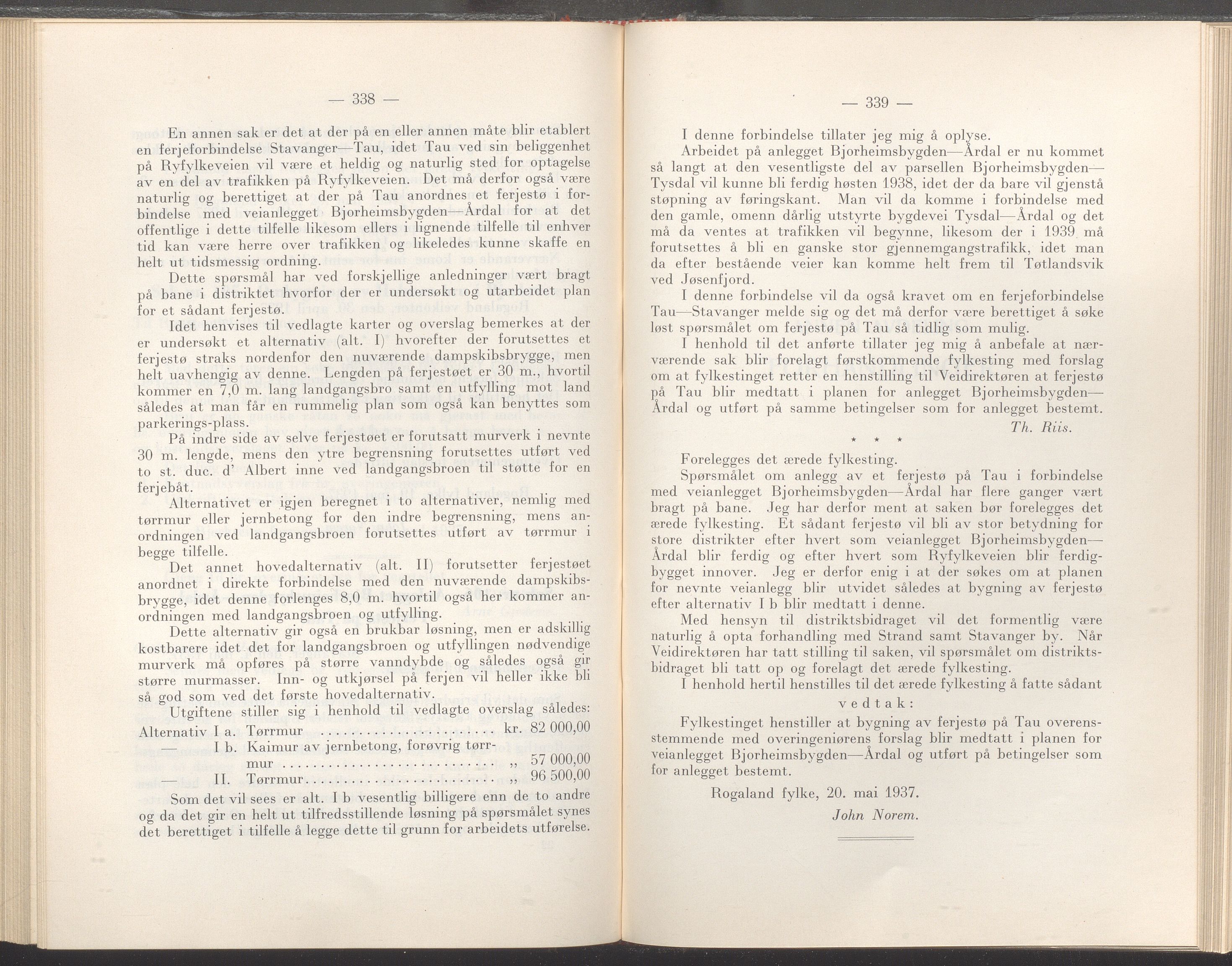 Rogaland fylkeskommune - Fylkesrådmannen , IKAR/A-900/A/Aa/Aaa/L0056: Møtebok , 1937, s. 338-339
