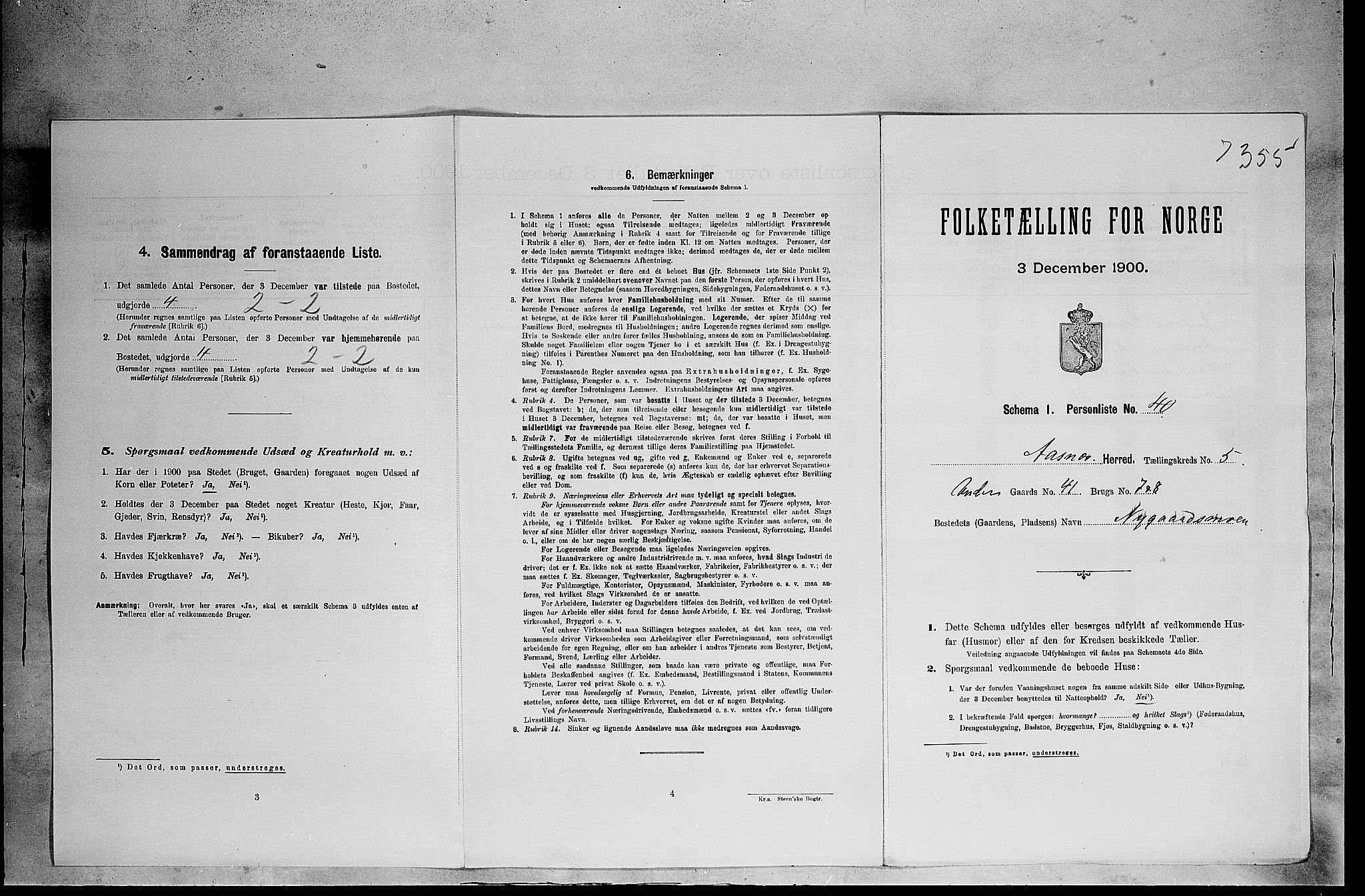 SAH, Folketelling 1900 for 0425 Åsnes herred, 1900, s. 929