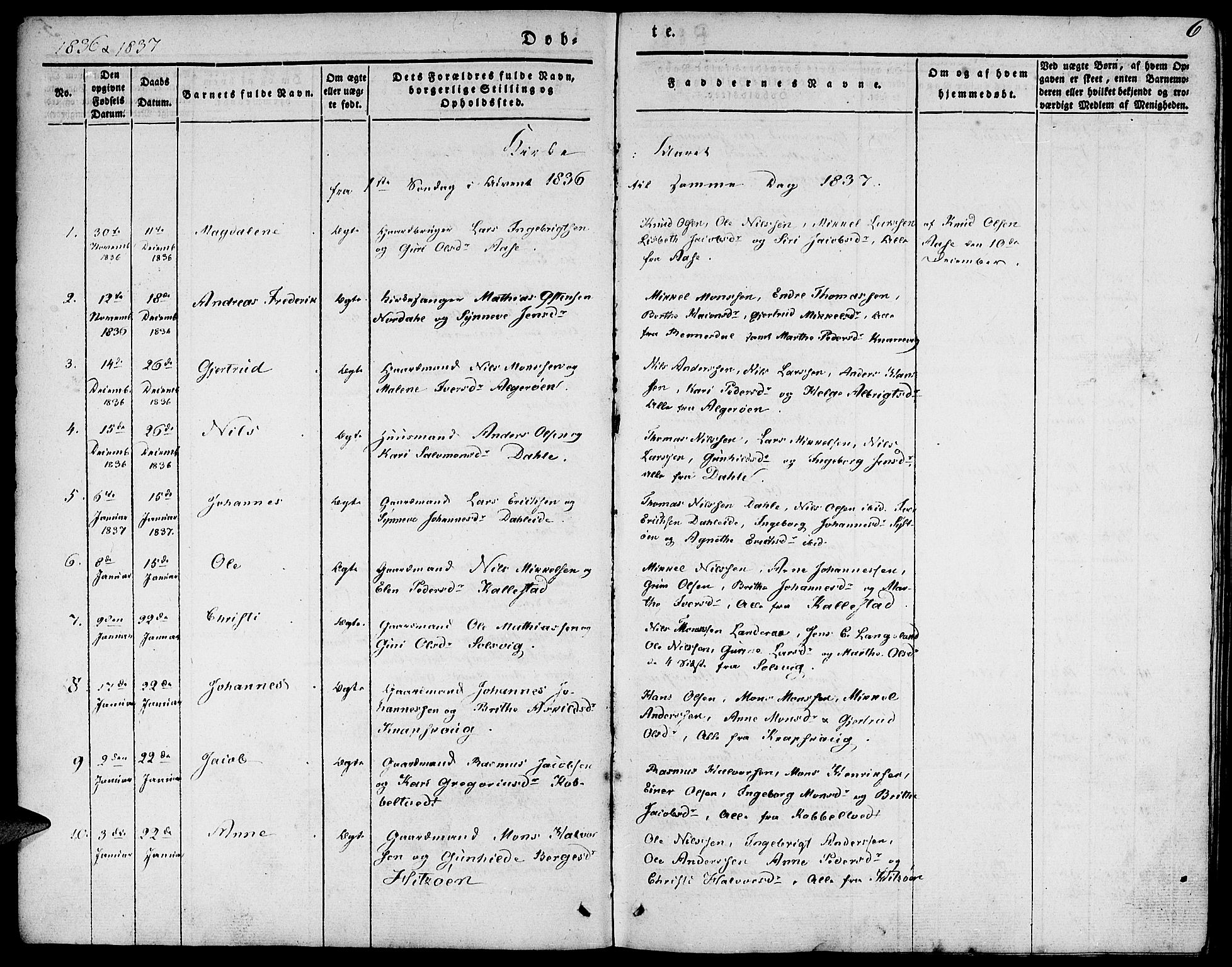 Fjell sokneprestembete, AV/SAB-A-75301/H/Haa: Ministerialbok nr. A 1, 1835-1850, s. 6