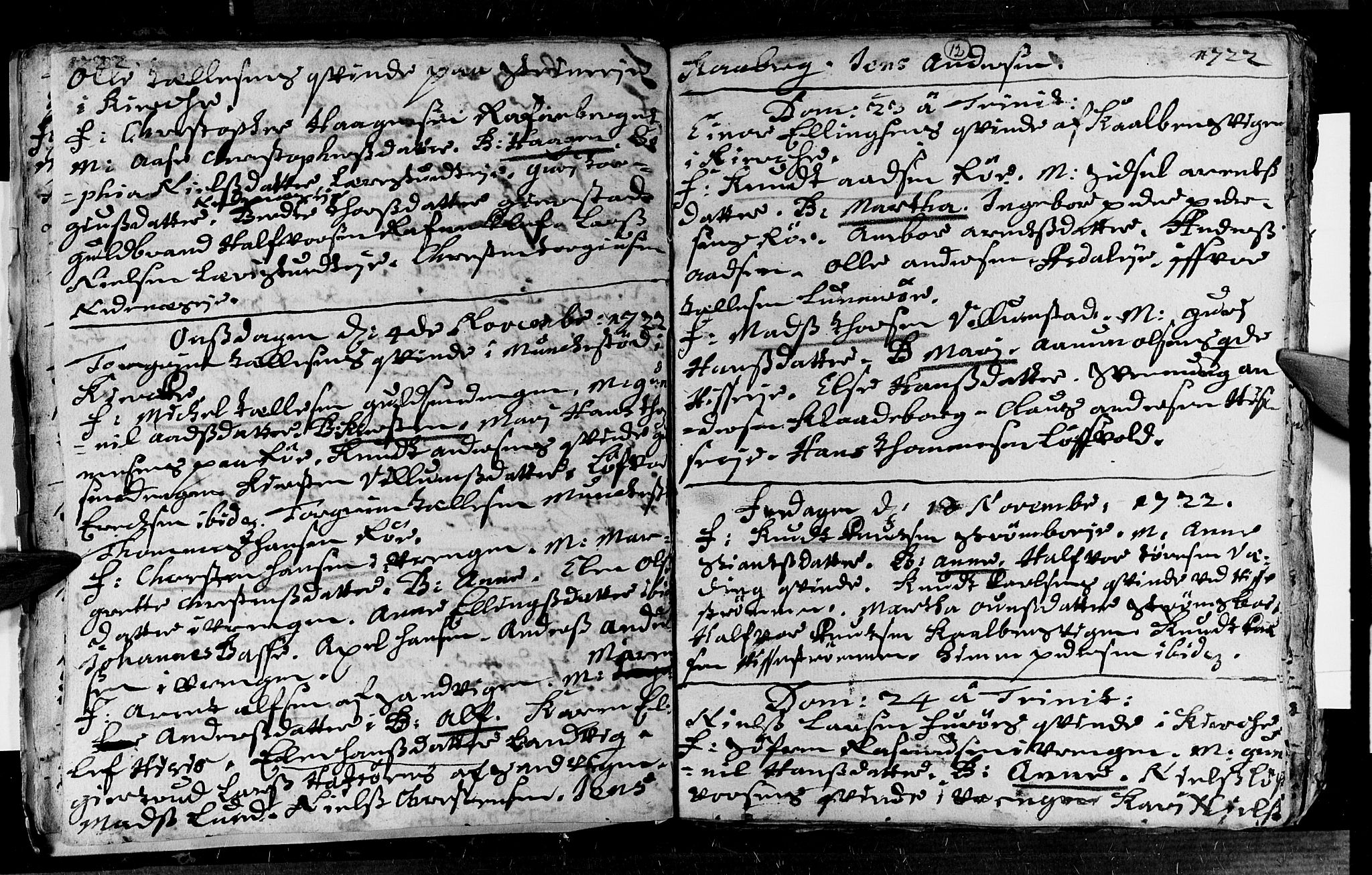 Øyestad sokneprestkontor, AV/SAK-1111-0049/F/Fa/L0003: Ministerialbok nr. A 3, 1722-1730, s. 12