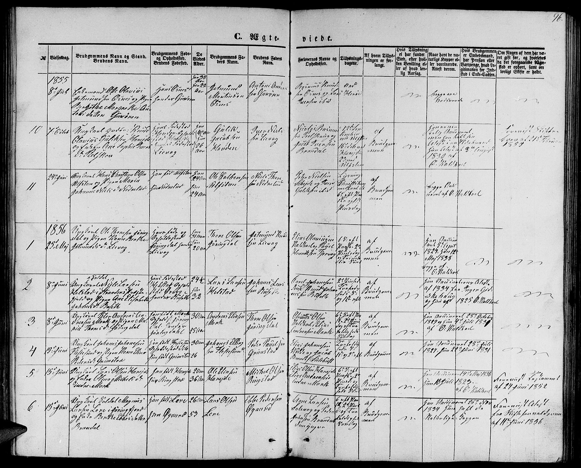 Ministerialprotokoller, klokkerbøker og fødselsregistre - Møre og Romsdal, AV/SAT-A-1454/510/L0124: Klokkerbok nr. 510C01, 1854-1877, s. 96