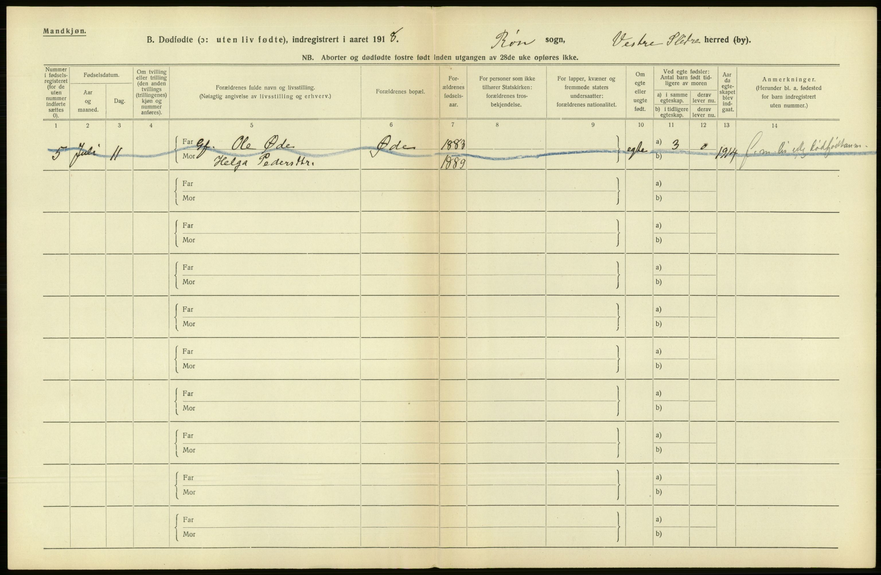 Statistisk sentralbyrå, Sosiodemografiske emner, Befolkning, RA/S-2228/D/Df/Dfb/Dfbh/L0016: Oppland fylke: Gifte, dødfødte. Bygder og byer., 1918, s. 315