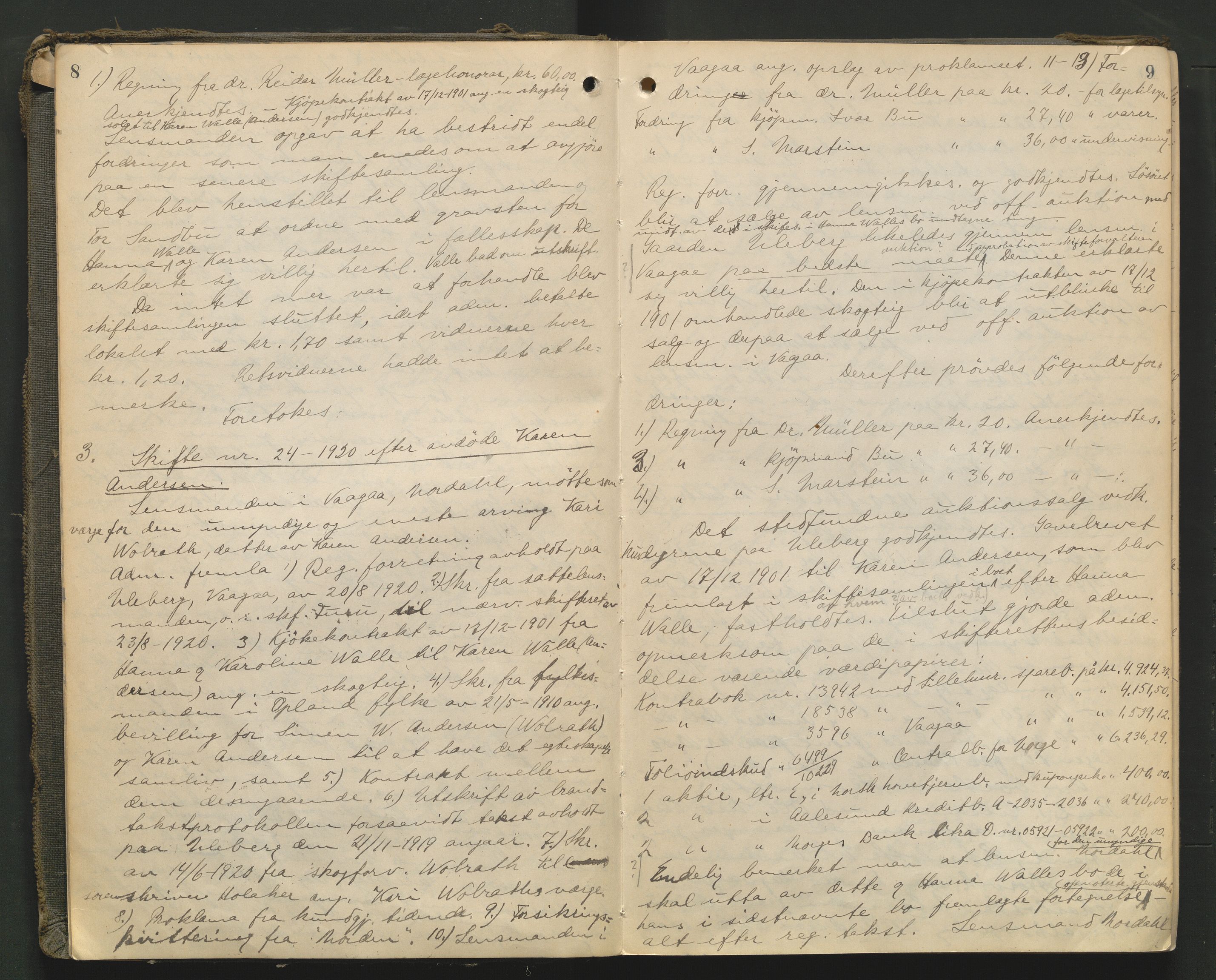 Nord-Gudbrandsdal tingrett, AV/SAH-TING-002/J/Jc/L0007: Skifteforhandlingsprotokoll, 1920-1926, s. 8-9
