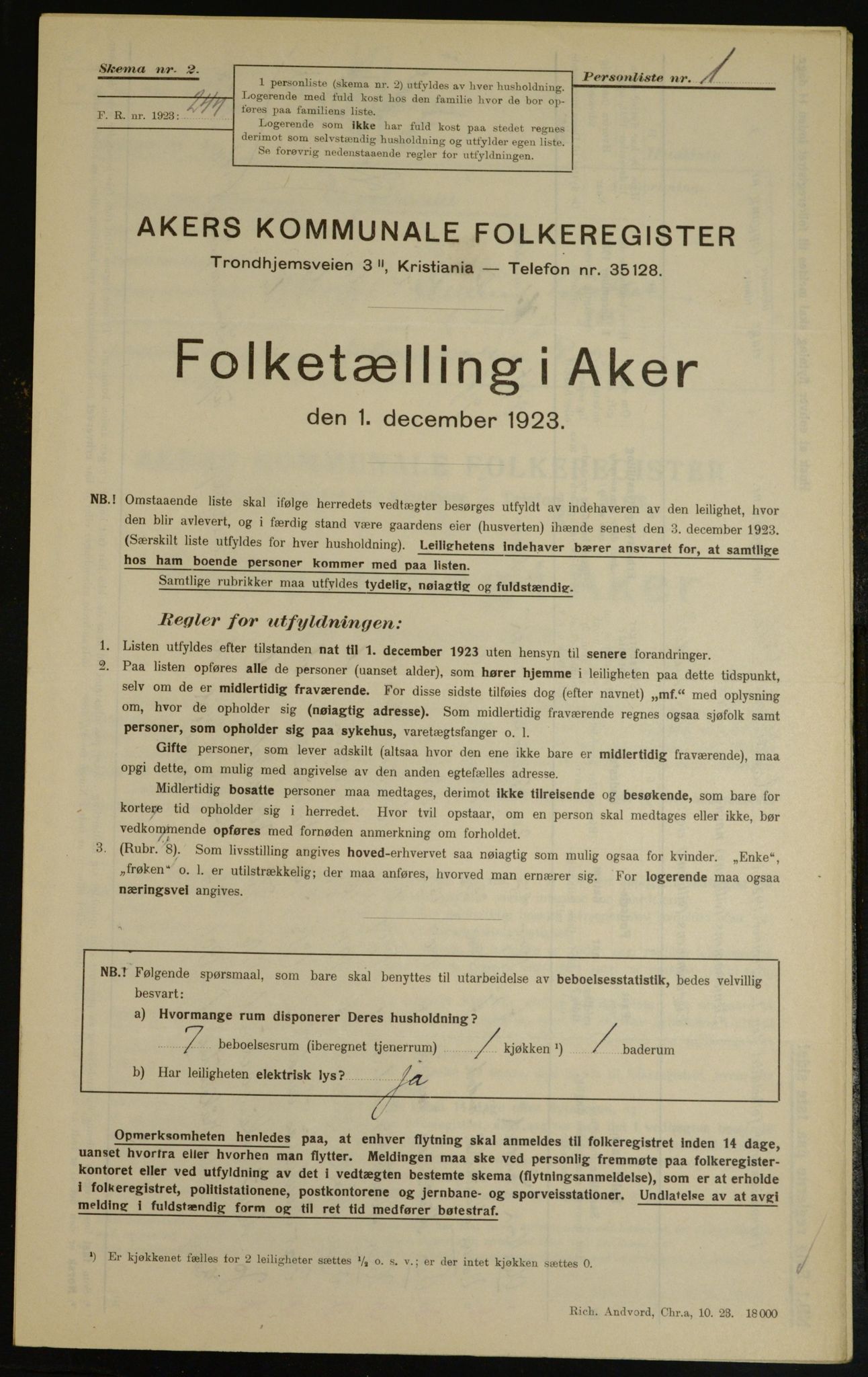 , Kommunal folketelling 1.12.1923 for Aker, 1923, s. 8838