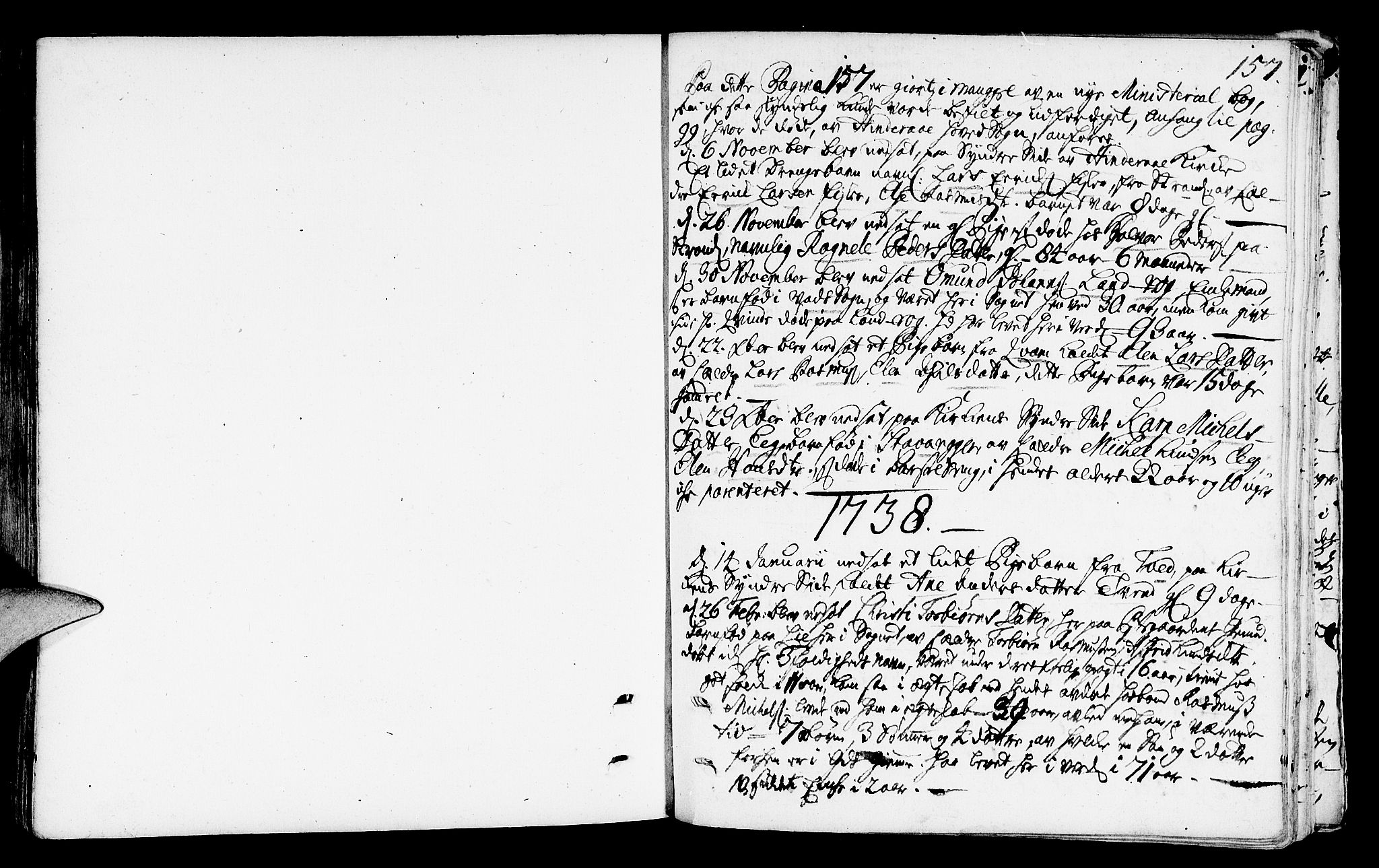 Nedstrand sokneprestkontor, SAST/A-101841/01/IV: Ministerialbok nr. A 1 /1, 1724-1740, s. 157