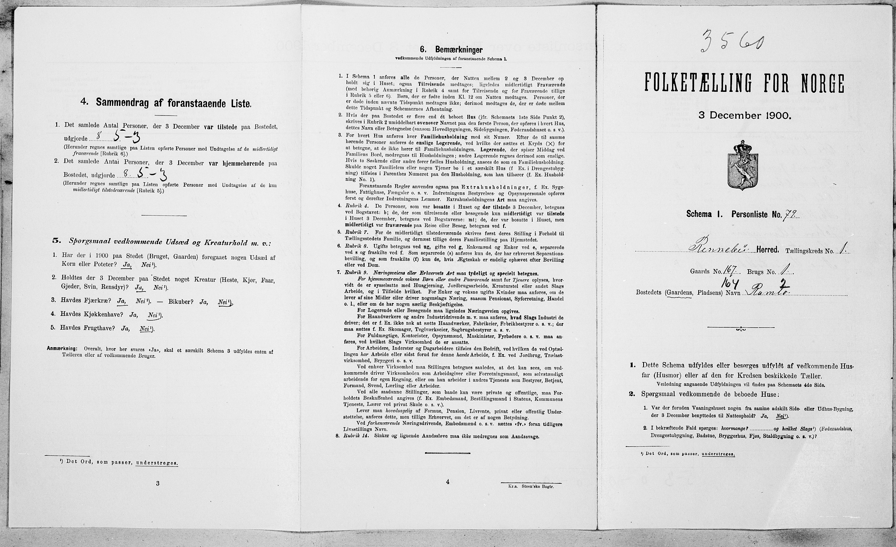 SAT, Folketelling 1900 for 1635 Rennebu herred, 1900, s. 206