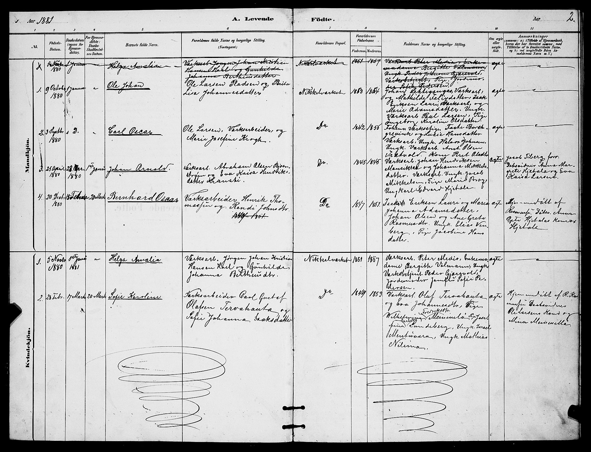 Berg sokneprestkontor, AV/SATØ-S-1318/G/Ga/Gab/L0017klokker: Klokkerbok nr. 17, 1881-1887, s. 2