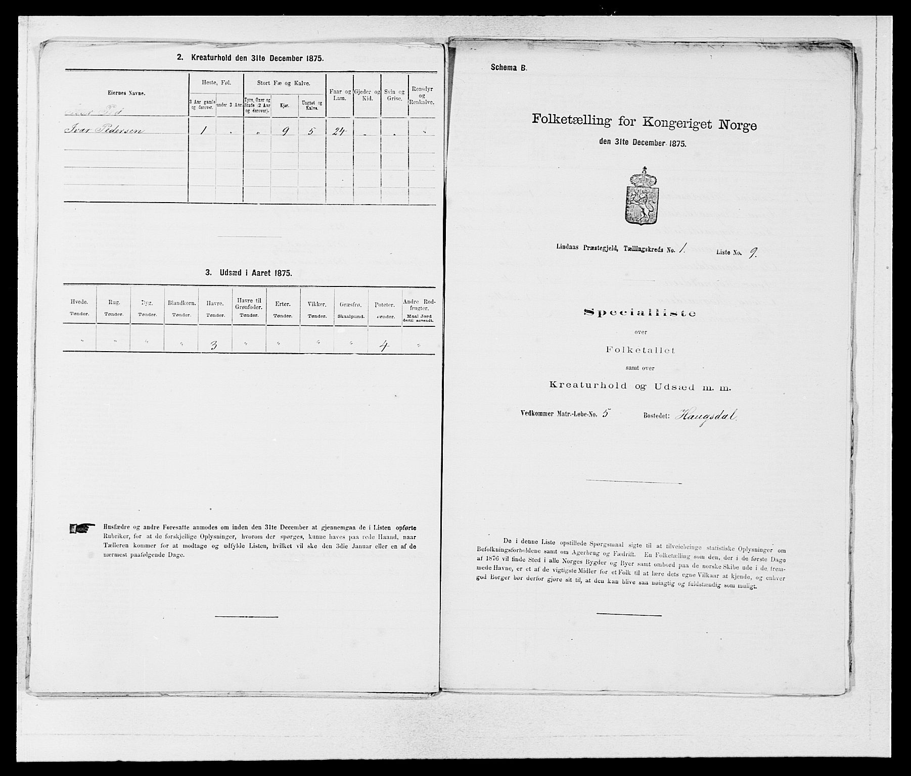 SAB, Folketelling 1875 for 1263P Lindås prestegjeld, 1875, s. 66