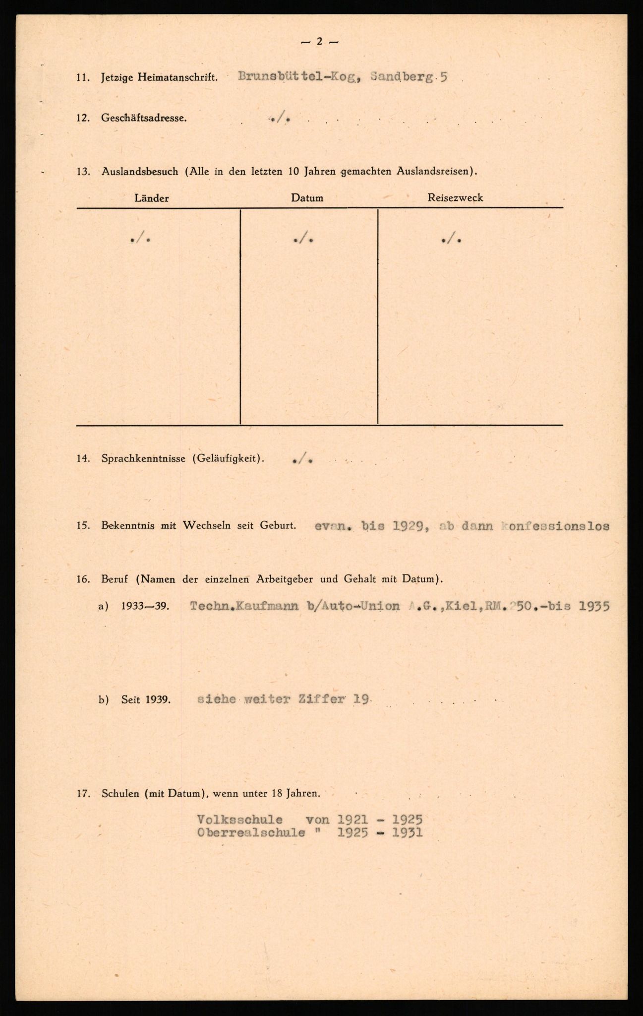 Forsvaret, Forsvarets overkommando II, AV/RA-RAFA-3915/D/Db/L0033: CI Questionaires. Tyske okkupasjonsstyrker i Norge. Tyskere., 1945-1946, s. 304