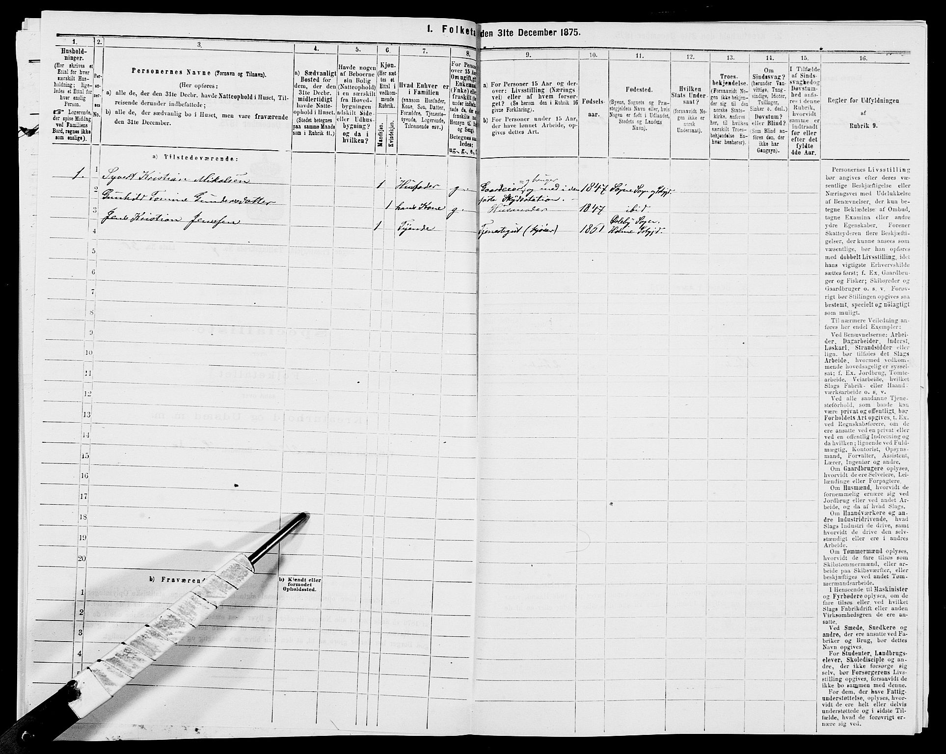 SAK, Folketelling 1875 for 1018P Søgne prestegjeld, 1875, s. 614