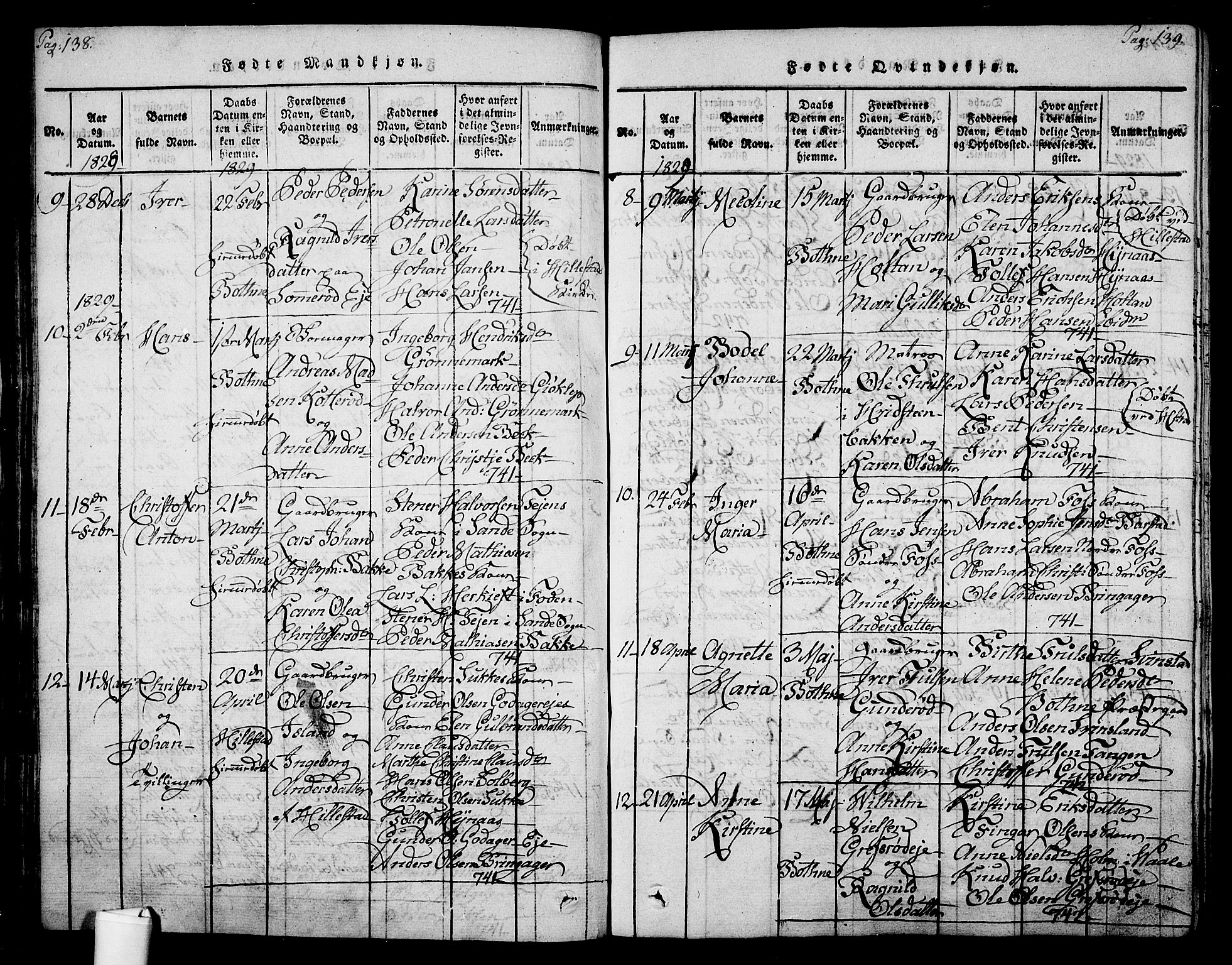 Botne kirkebøker, AV/SAKO-A-340/F/Fa/L0005: Ministerialbok nr. I 5, 1814-1836, s. 138-139