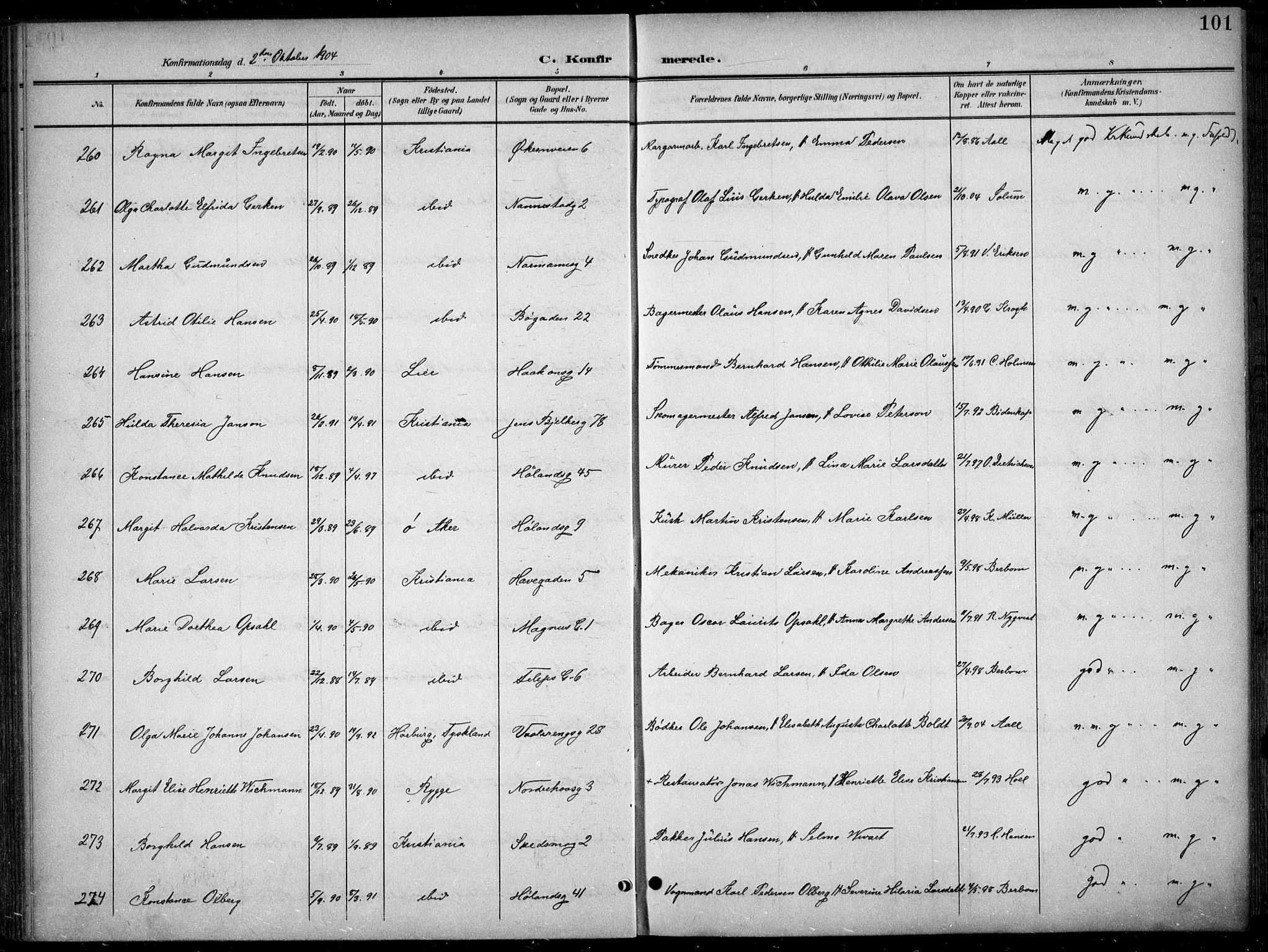 Kampen prestekontor Kirkebøker, AV/SAO-A-10853/F/Fa/L0009: Ministerialbok nr. I 9, 1899-1911, s. 101