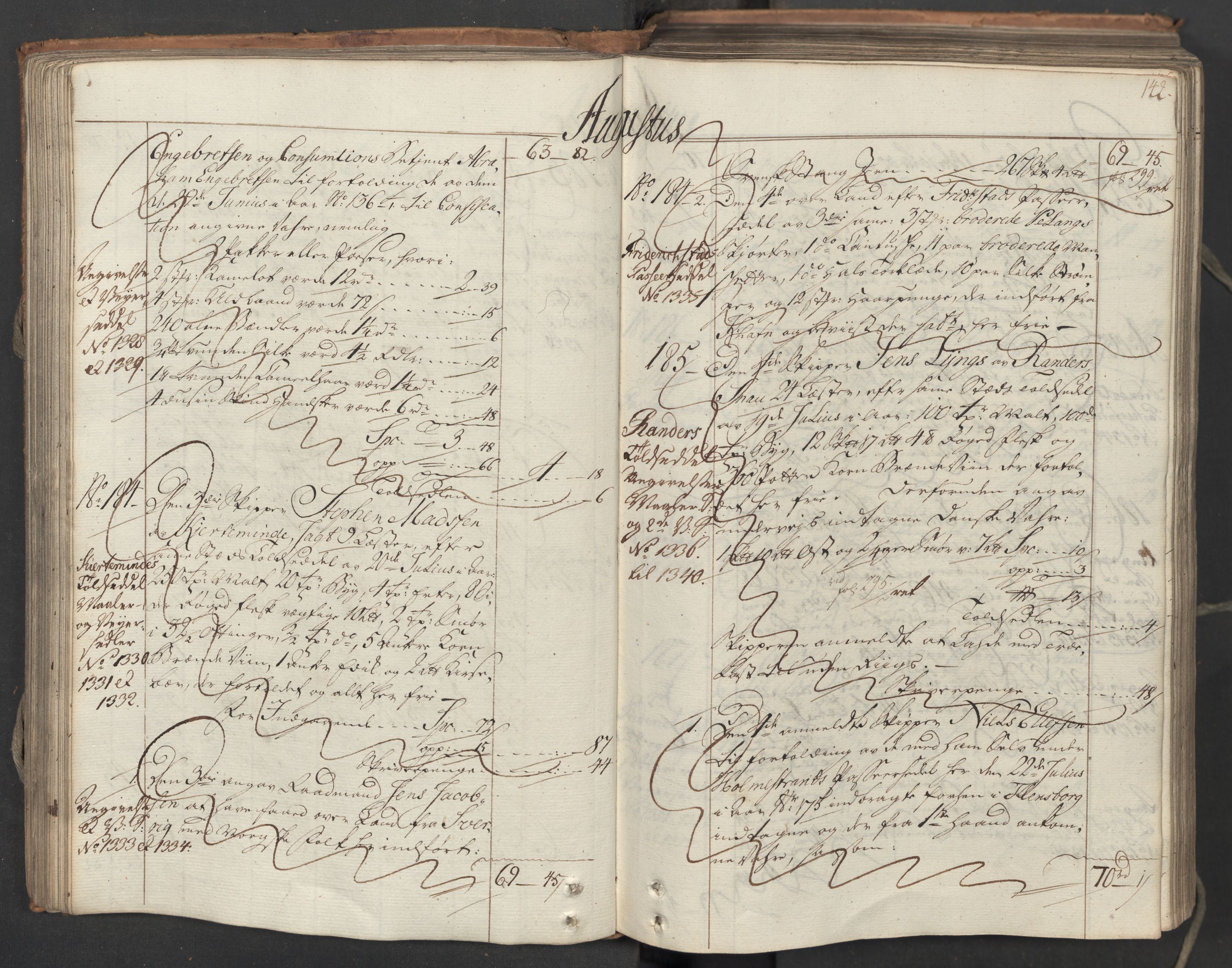 Generaltollkammeret, tollregnskaper, AV/RA-EA-5490/R06/L0062/0001: Tollregnskaper Kristiania / Inngående hovedtollbok, 1762, s. 141b-142a