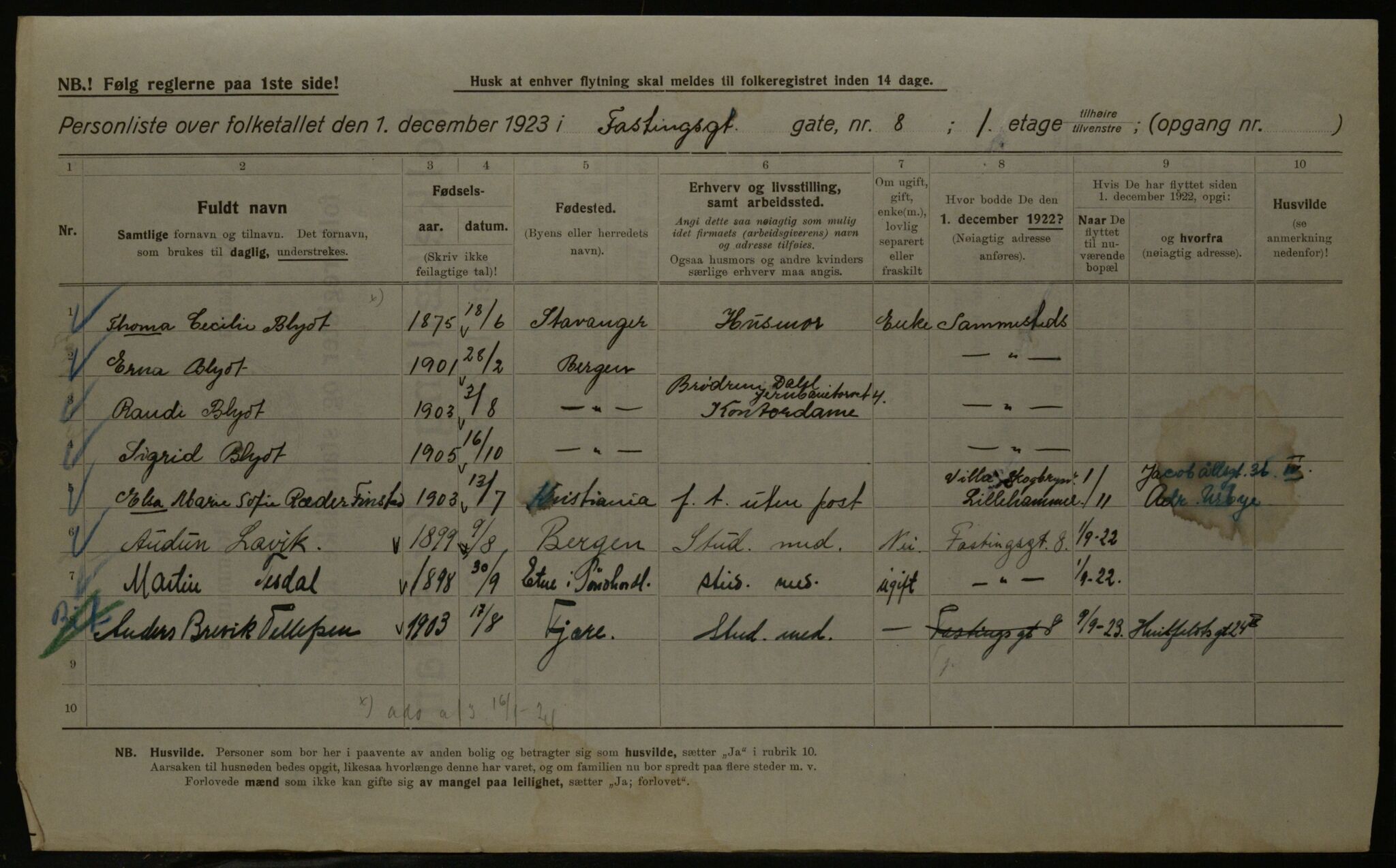 OBA, Kommunal folketelling 1.12.1923 for Kristiania, 1923, s. 26563