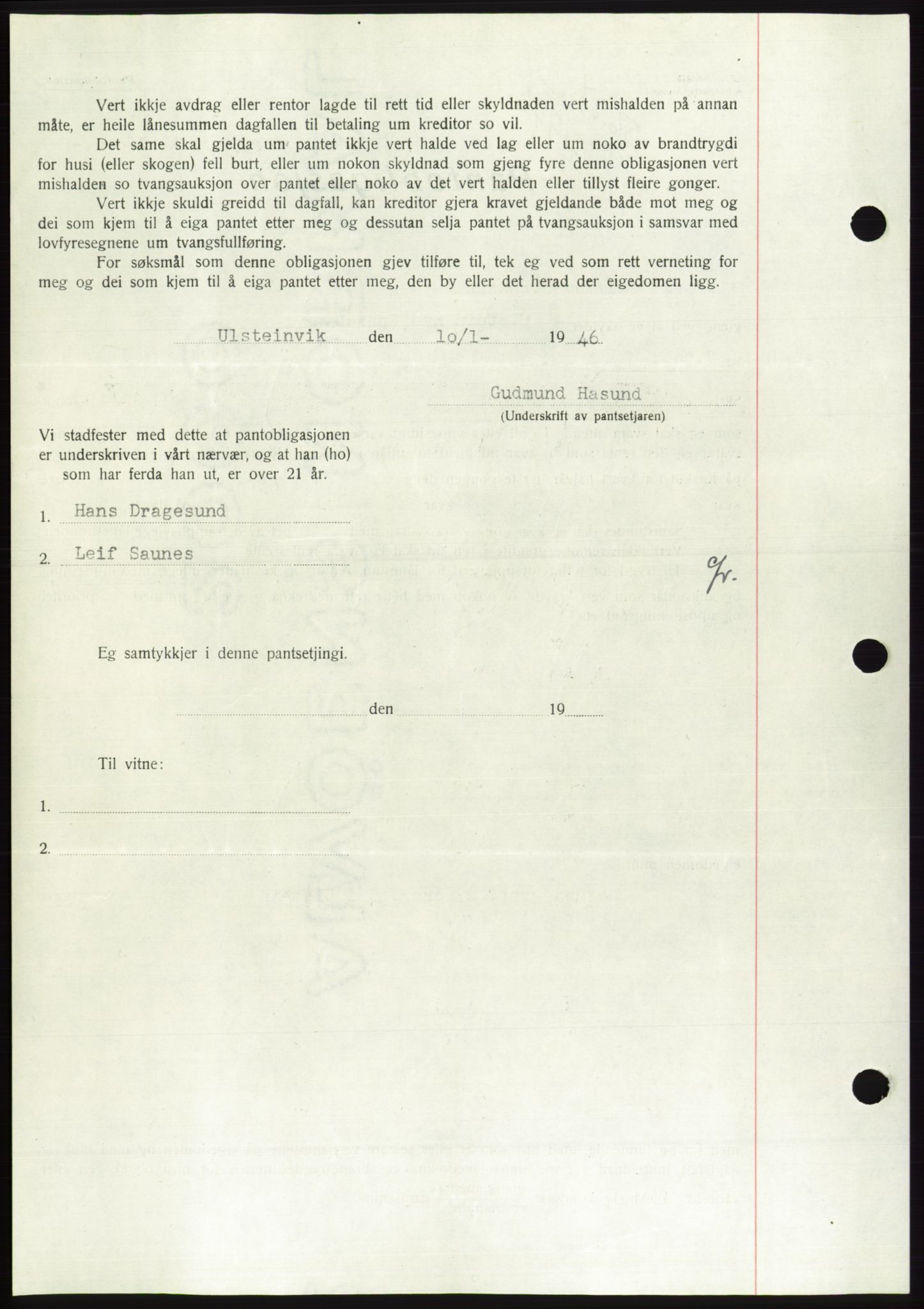 Søre Sunnmøre sorenskriveri, AV/SAT-A-4122/1/2/2C/L0114: Pantebok nr. 1-2B, 1943-1947, Dagboknr: 37/1946