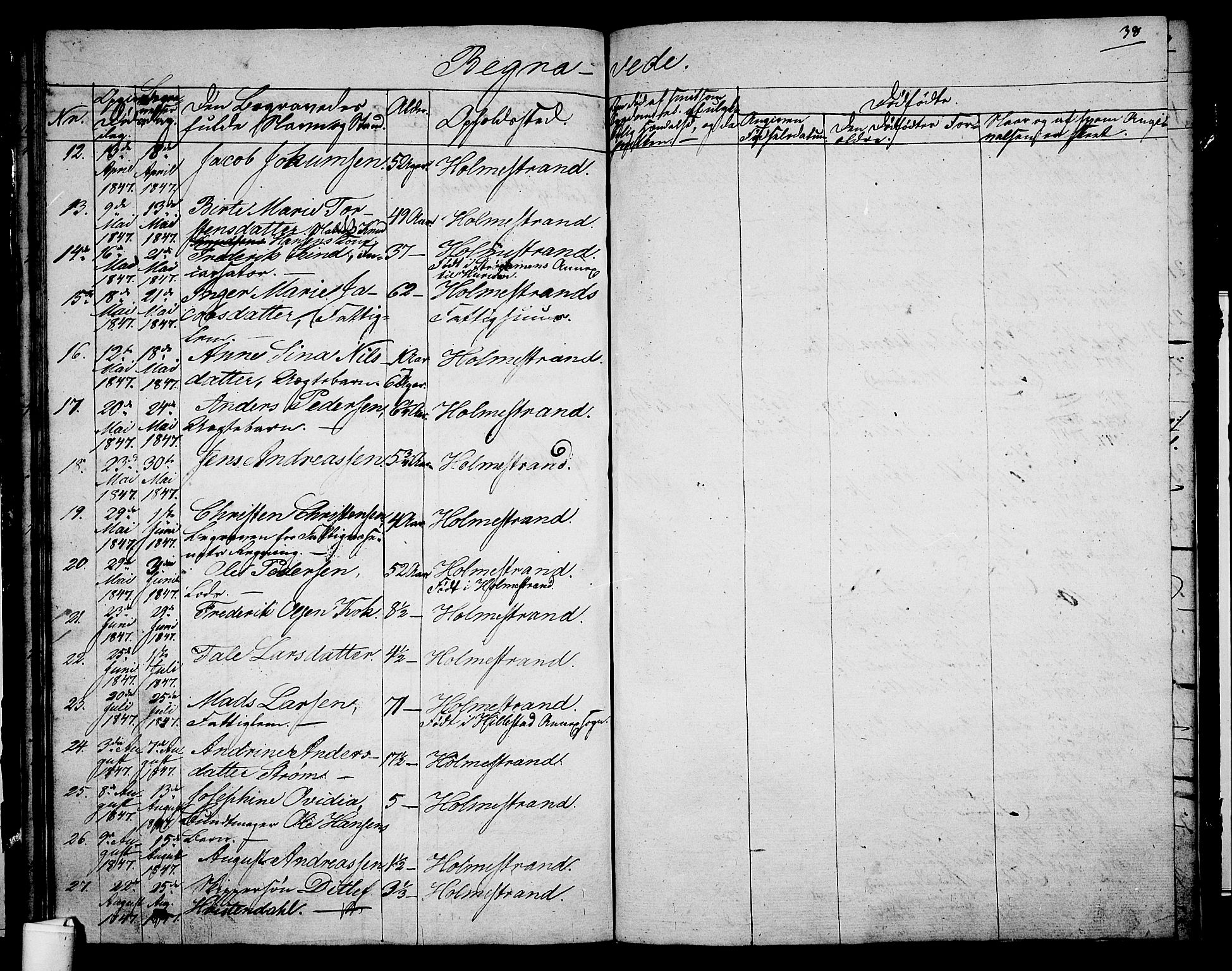 Holmestrand kirkebøker, AV/SAKO-A-346/G/Ga/L0002: Klokkerbok nr. 2, 1846-1849, s. 38