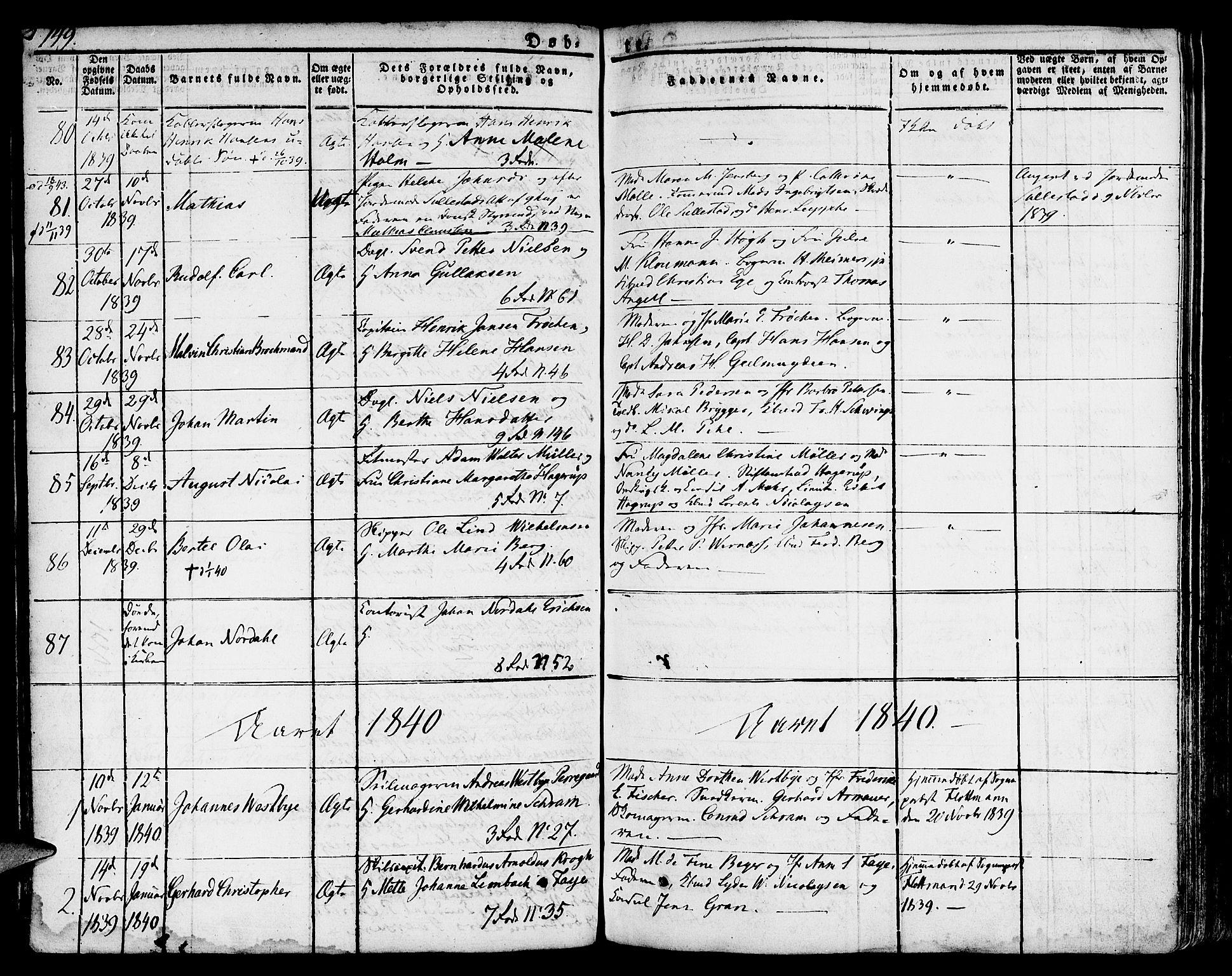 Nykirken Sokneprestembete, AV/SAB-A-77101/H/Hab: Klokkerbok nr. A 5I, 1821-1841, s. 149