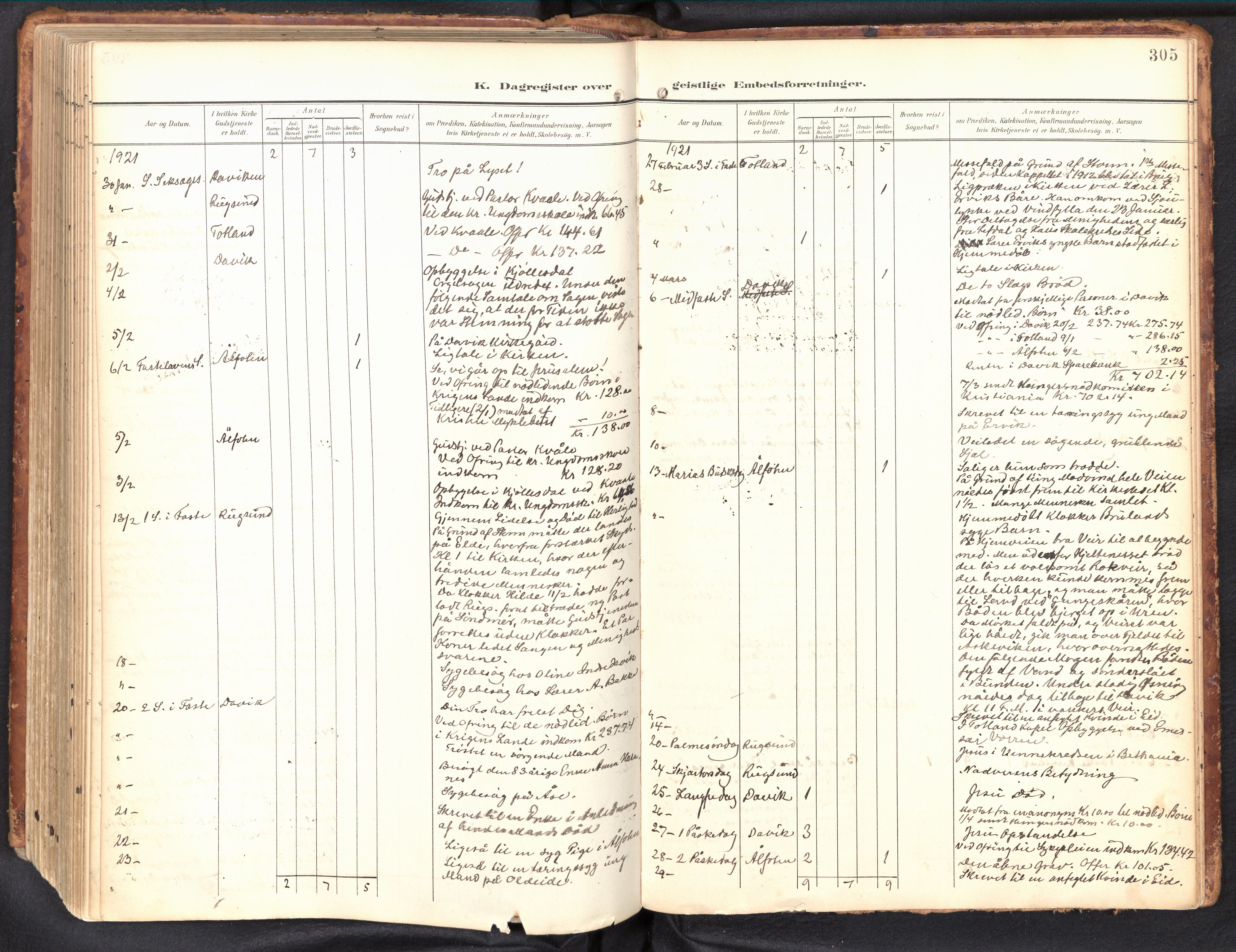 Davik sokneprestembete, AV/SAB-A-79701/H/Haa/Haab/L0002: Ministerialbok nr. B 2, 1901-1934, s. 305