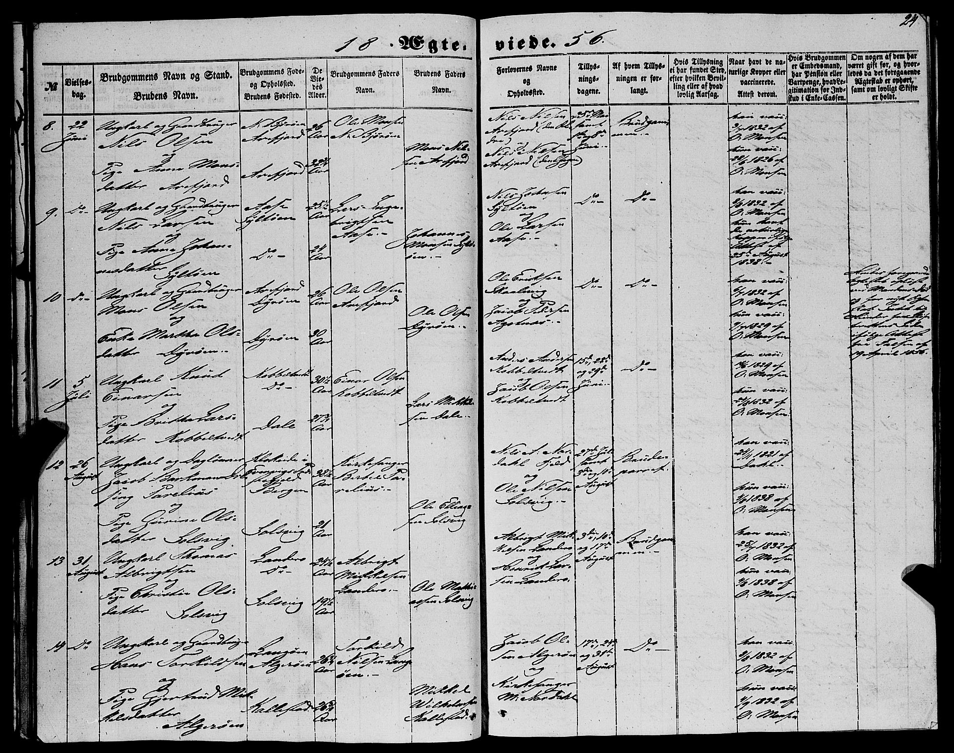 Fjell sokneprestembete, SAB/A-75301/H/Haa: Ministerialbok nr. A 6, 1849-1877, s. 24