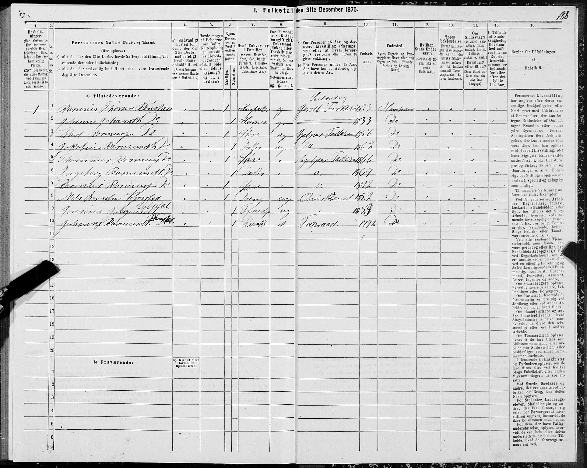 SAT, Folketelling 1875 for 1534P Haram prestegjeld, 1875, s. 2188