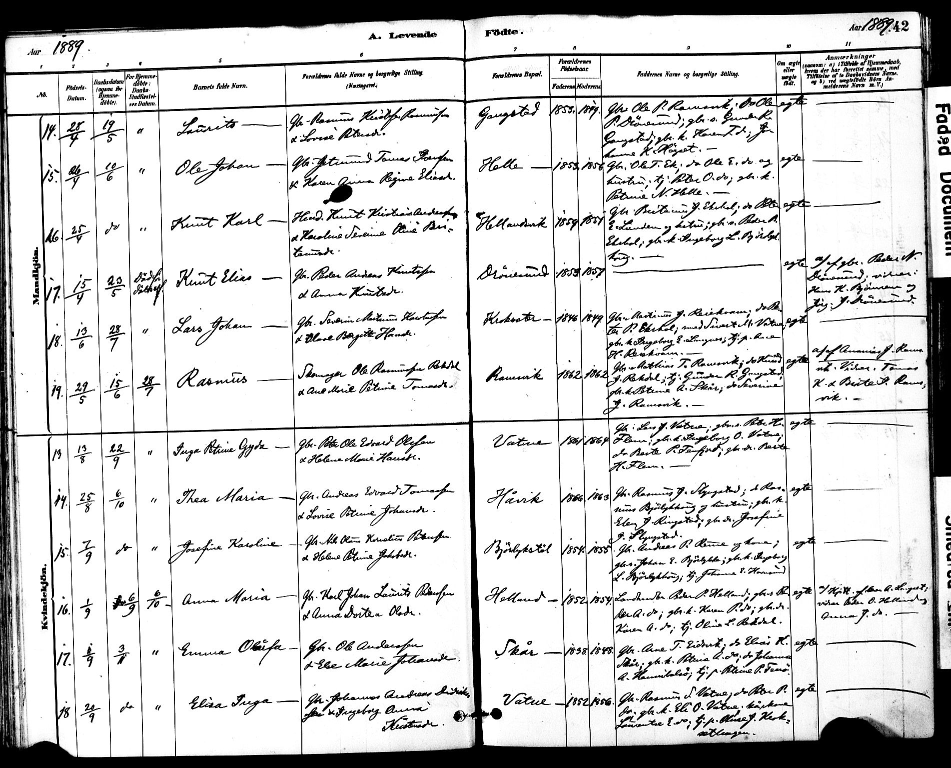 Ministerialprotokoller, klokkerbøker og fødselsregistre - Møre og Romsdal, AV/SAT-A-1454/525/L0374: Ministerialbok nr. 525A04, 1880-1899, s. 42