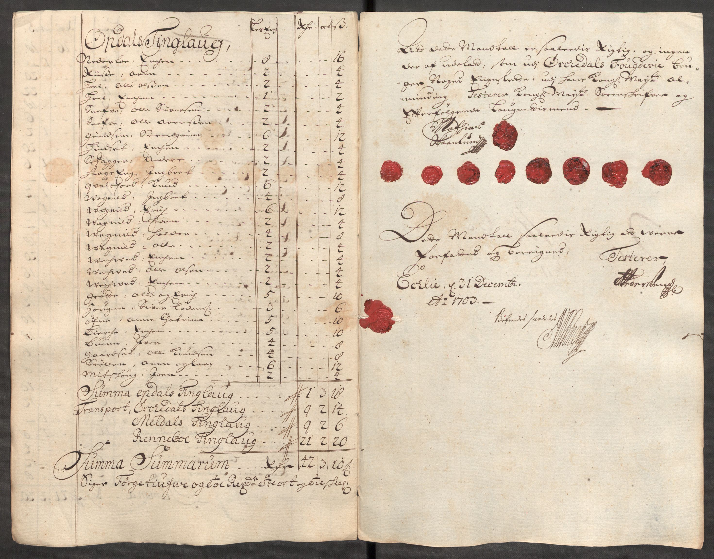 Rentekammeret inntil 1814, Reviderte regnskaper, Fogderegnskap, AV/RA-EA-4092/R60/L3953: Fogderegnskap Orkdal og Gauldal, 1703, s. 128