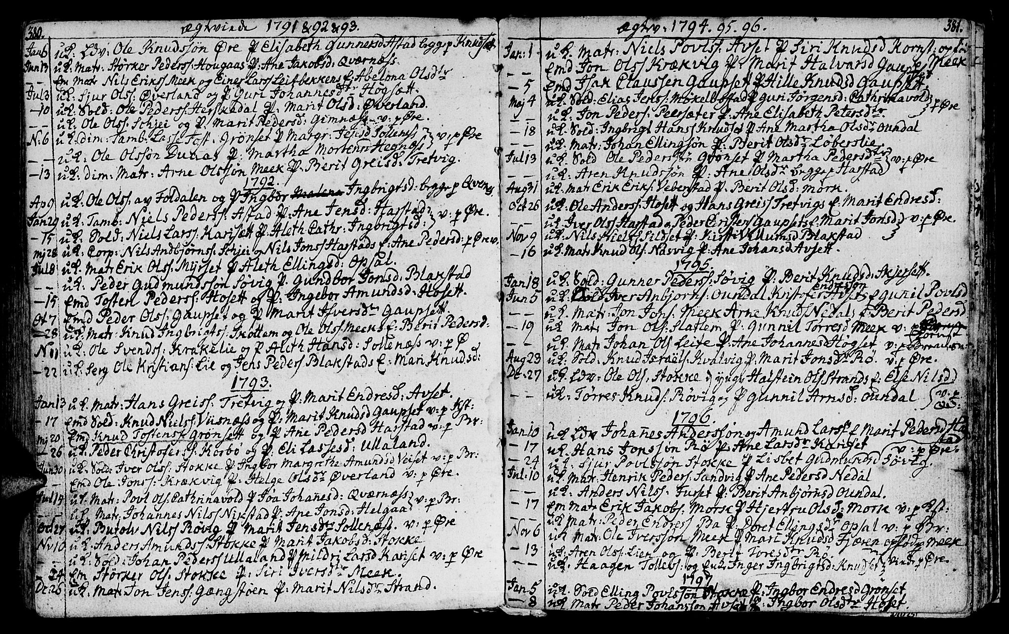Ministerialprotokoller, klokkerbøker og fødselsregistre - Møre og Romsdal, AV/SAT-A-1454/568/L0799: Ministerialbok nr. 568A08, 1780-1819, s. 380-381