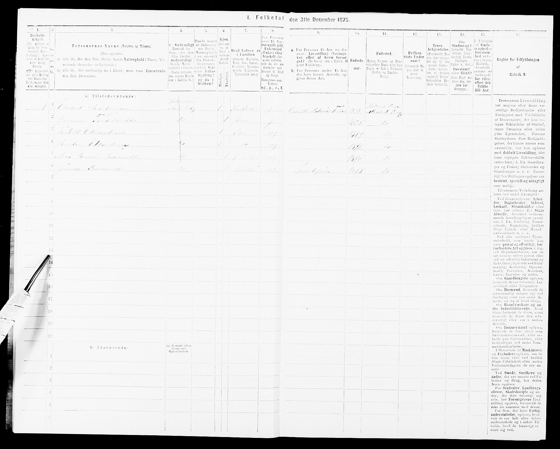 SAK, Folketelling 1875 for 1019L Mandal prestegjeld, Halse sokn og Harkmark sokn, 1875, s. 360