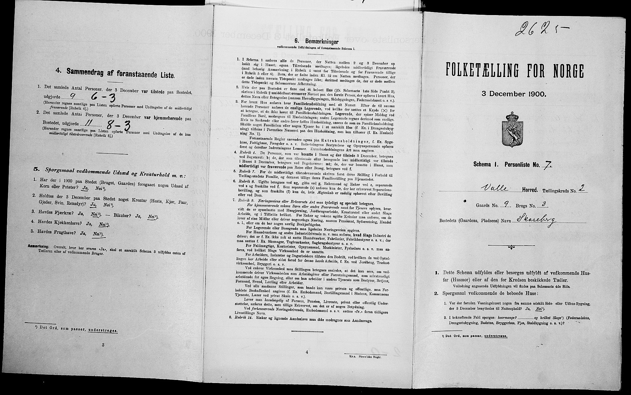 SAK, Folketelling 1900 for 0940 Valle herred, 1900, s. 164