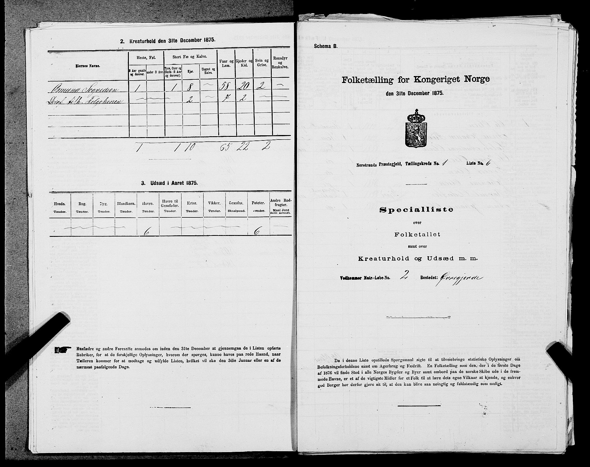 SAST, Folketelling 1875 for 1139P Nedstrand prestegjeld, 1875, s. 56