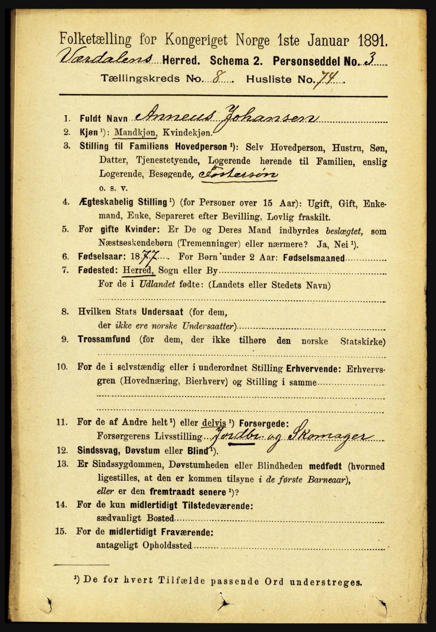 RA, Folketelling 1891 for 1721 Verdal herred, 1891, s. 4881