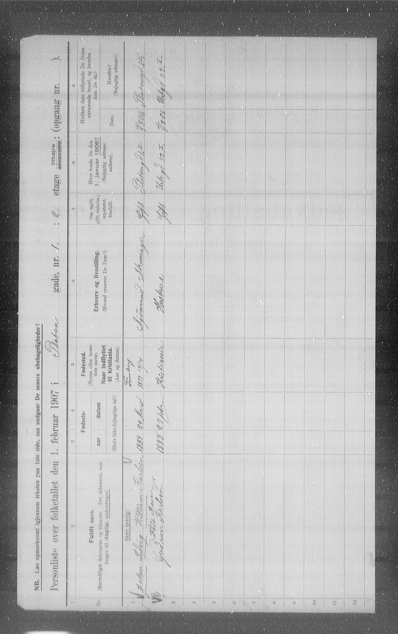 OBA, Kommunal folketelling 1.2.1907 for Kristiania kjøpstad, 1907, s. 41081