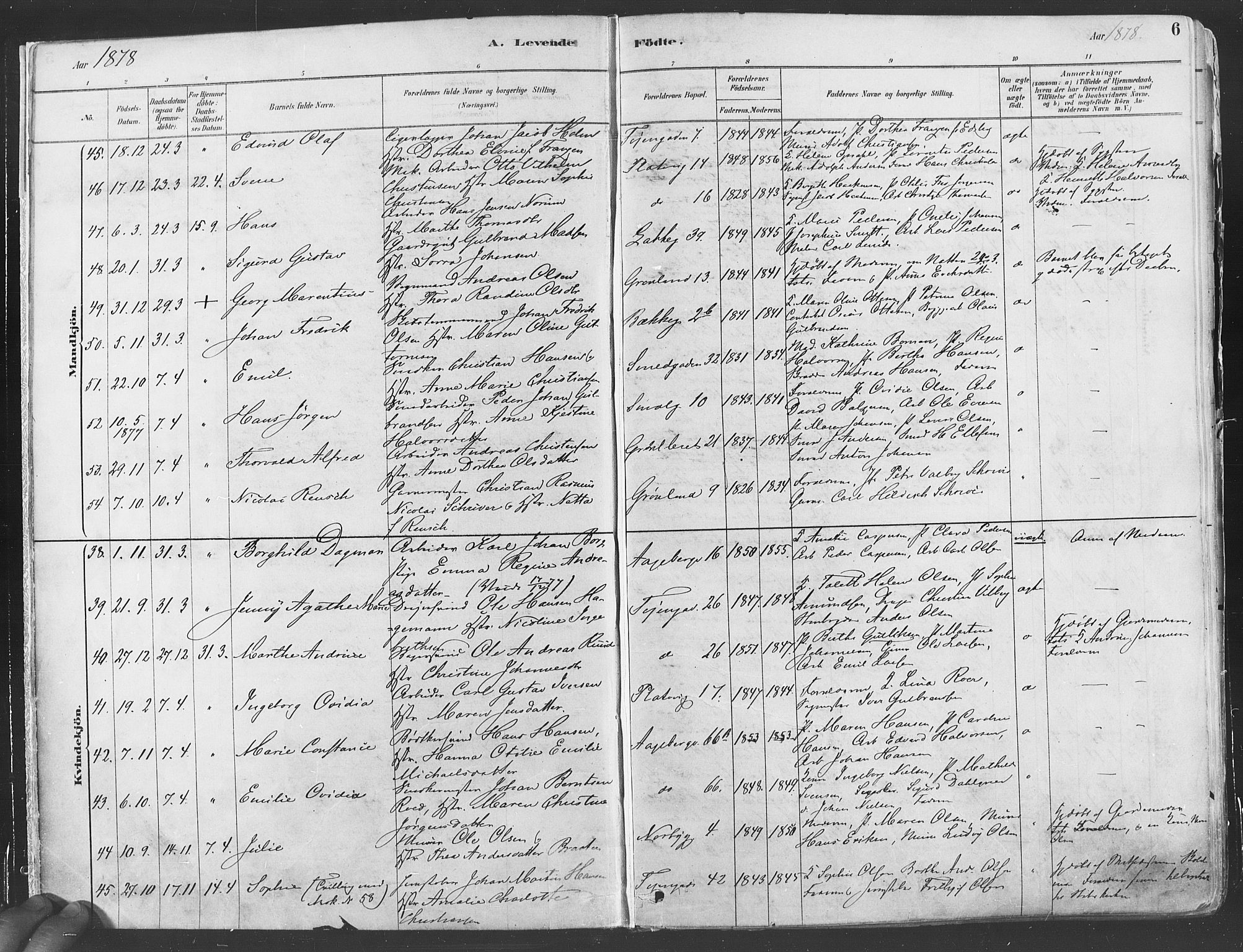 Grønland prestekontor Kirkebøker, AV/SAO-A-10848/F/Fa/L0007: Ministerialbok nr. 7, 1878-1888, s. 6