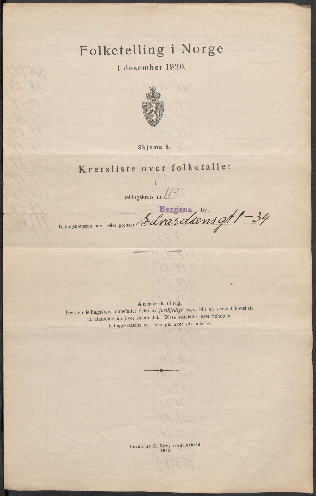 SAB, Folketelling 1920 for 1301 Bergen kjøpstad, 1920, s. 372