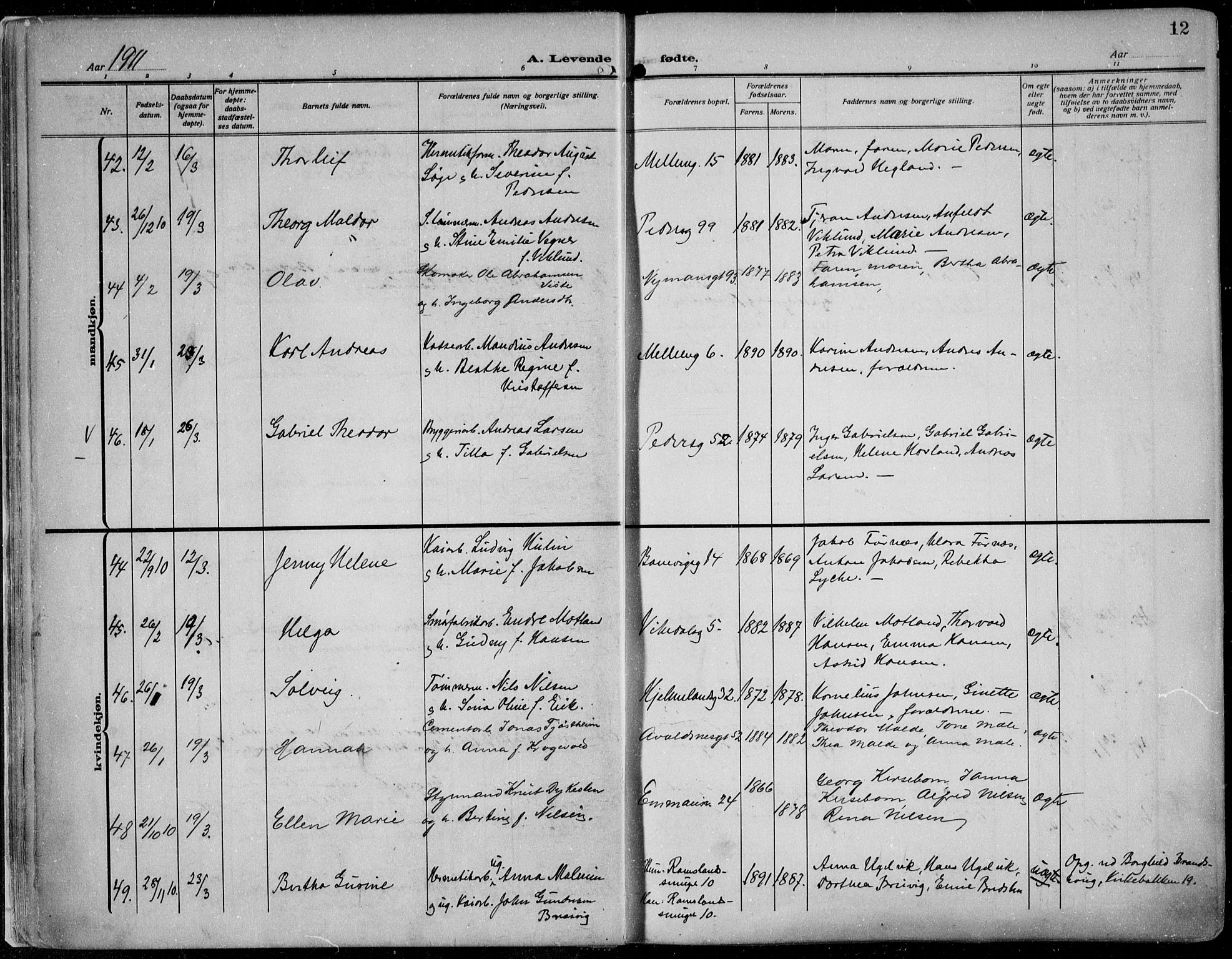 St. Johannes sokneprestkontor, SAST/A-101814/002/B/L0002: Ministerialbok nr. A 9, 1911-1921, s. 12