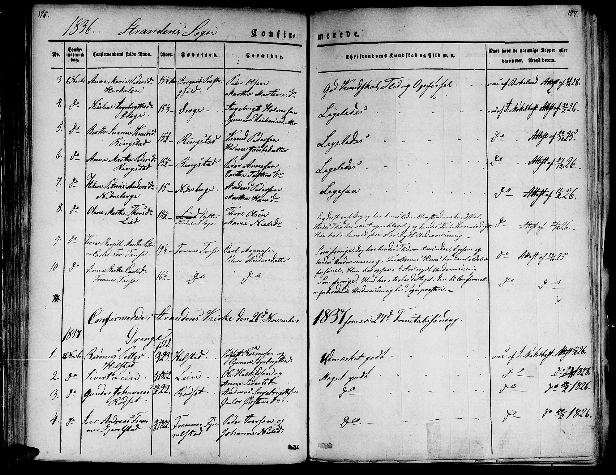 Ministerialprotokoller, klokkerbøker og fødselsregistre - Møre og Romsdal, AV/SAT-A-1454/520/L0274: Ministerialbok nr. 520A04, 1827-1864, s. 176-177