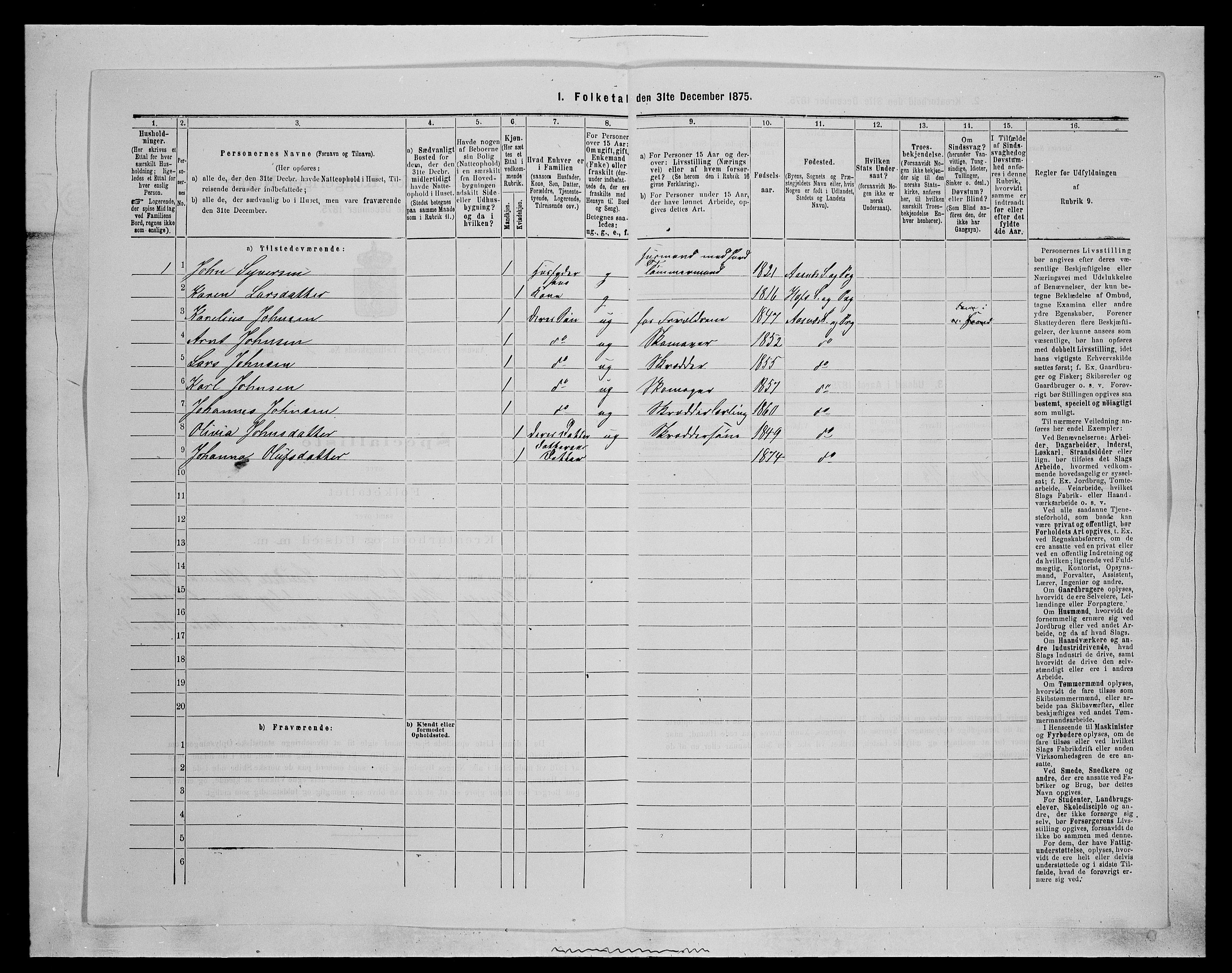 SAH, Folketelling 1875 for 0425P Åsnes prestegjeld, 1875, s. 300