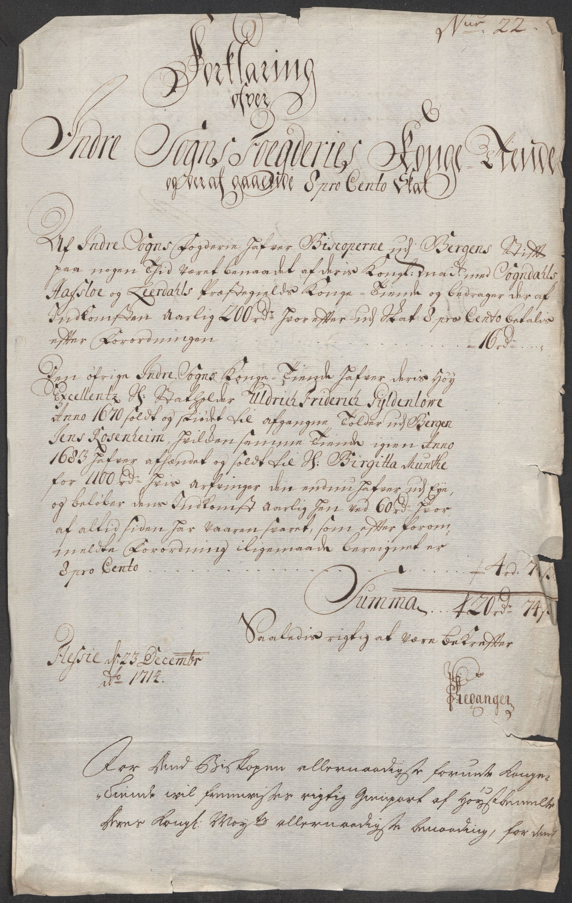 Rentekammeret inntil 1814, Reviderte regnskaper, Fogderegnskap, RA/EA-4092/R52/L3319: Fogderegnskap Sogn, 1713-1714, s. 305