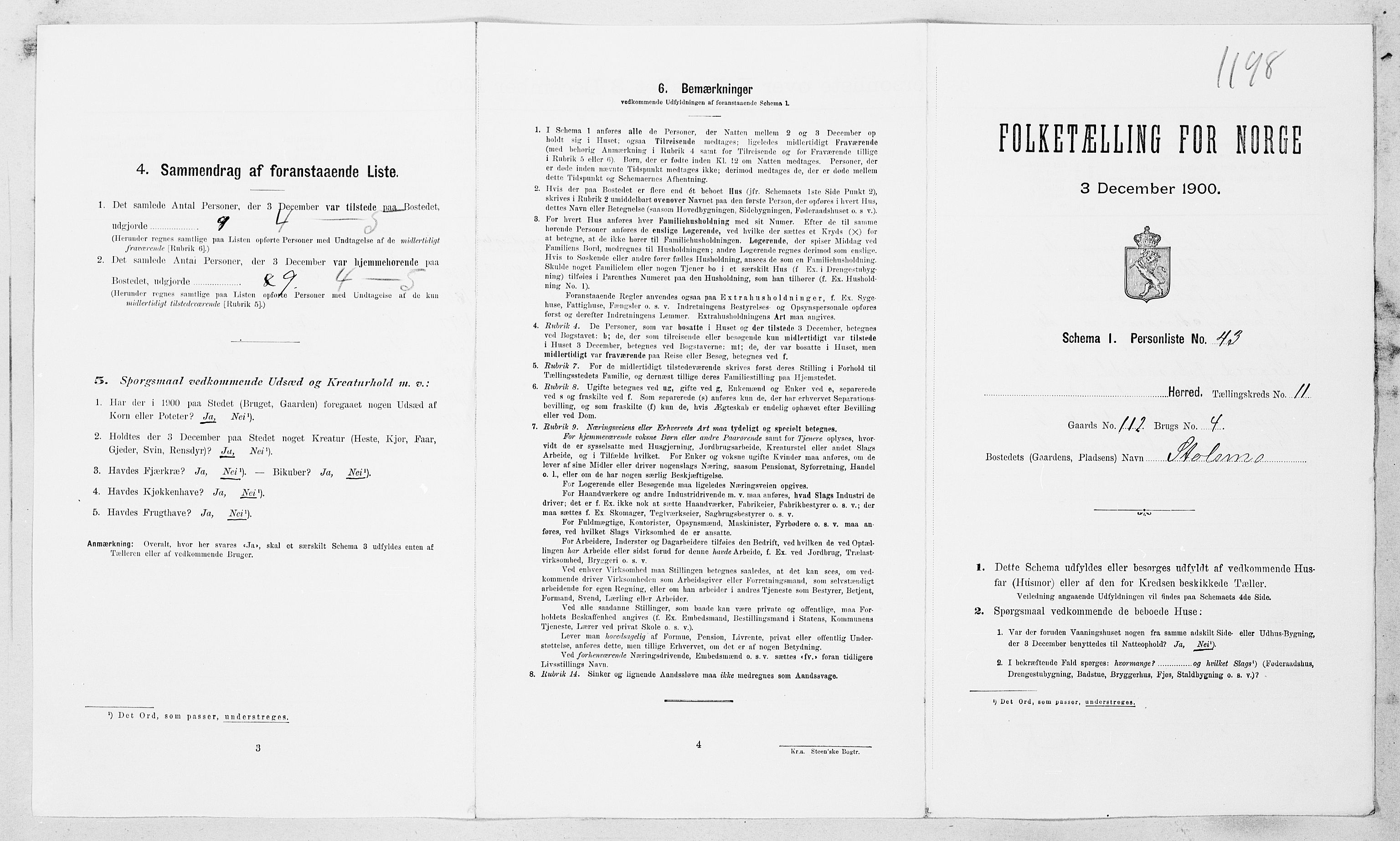 SAT, Folketelling 1900 for 1612 Hemne herred, 1900, s. 1487