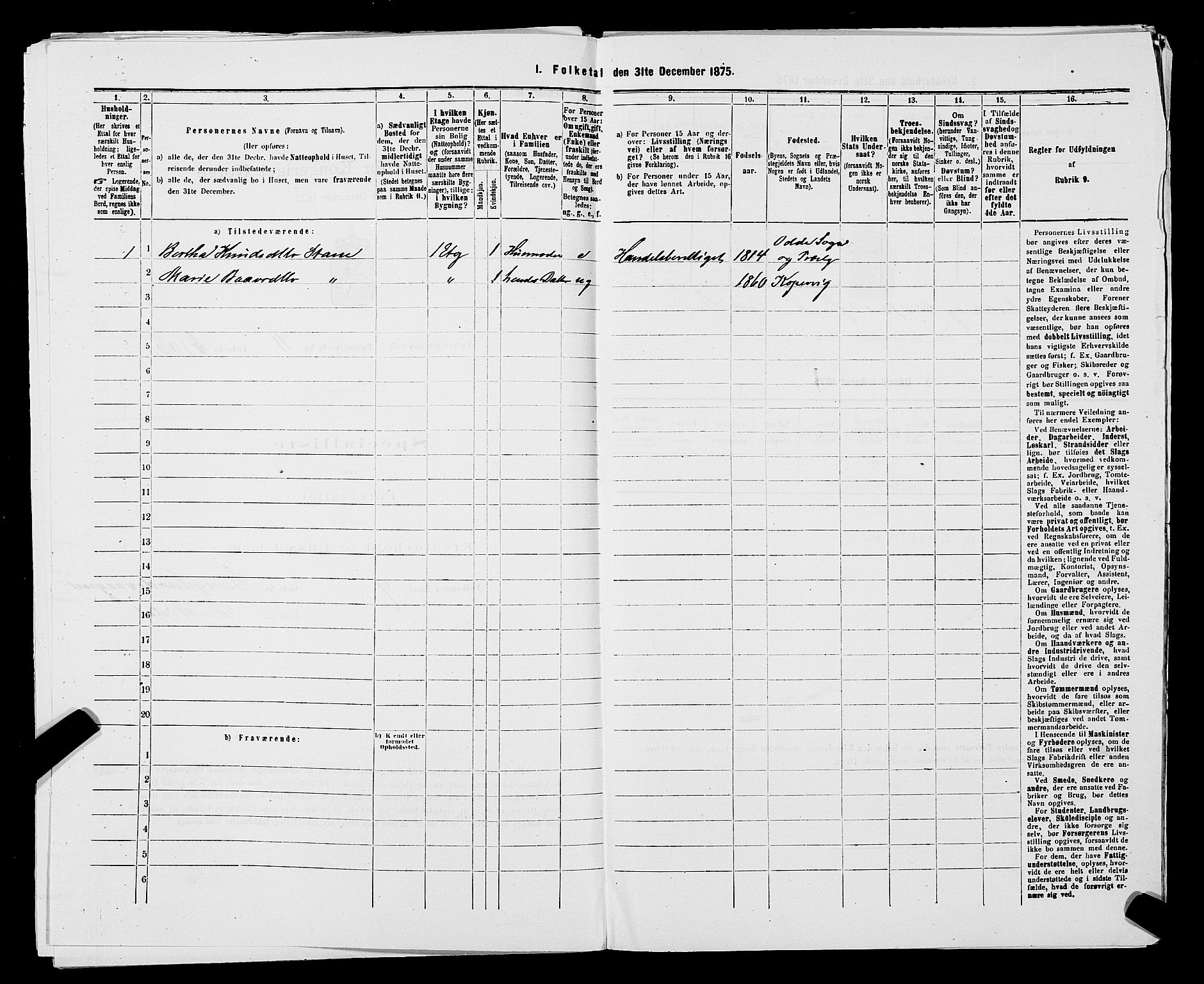 SAST, Folketelling 1875 for 1105B Avaldsnes prestegjeld, Kopervik ladested, 1875, s. 212