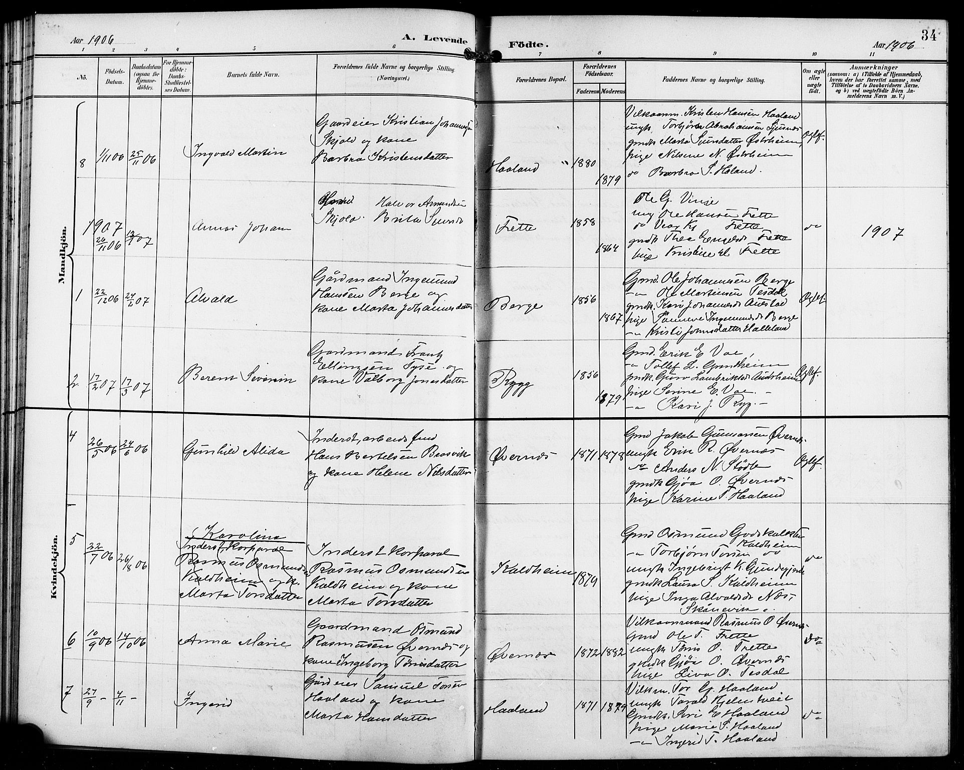 Etne sokneprestembete, AV/SAB-A-75001/H/Hab: Klokkerbok nr. C 5, 1896-1920, s. 34