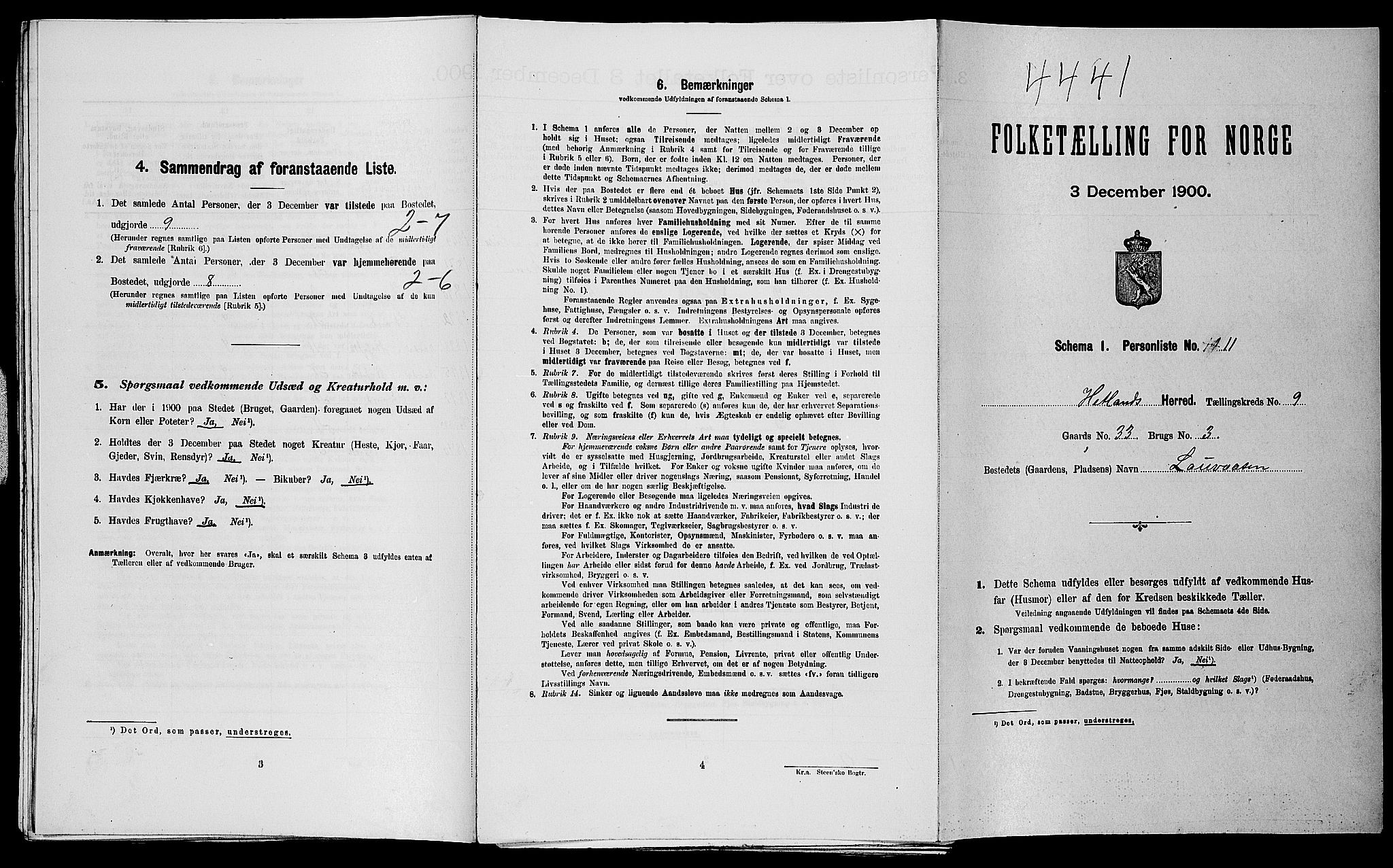 SAST, Folketelling 1900 for 1126 Hetland herred, 1900, s. 1361