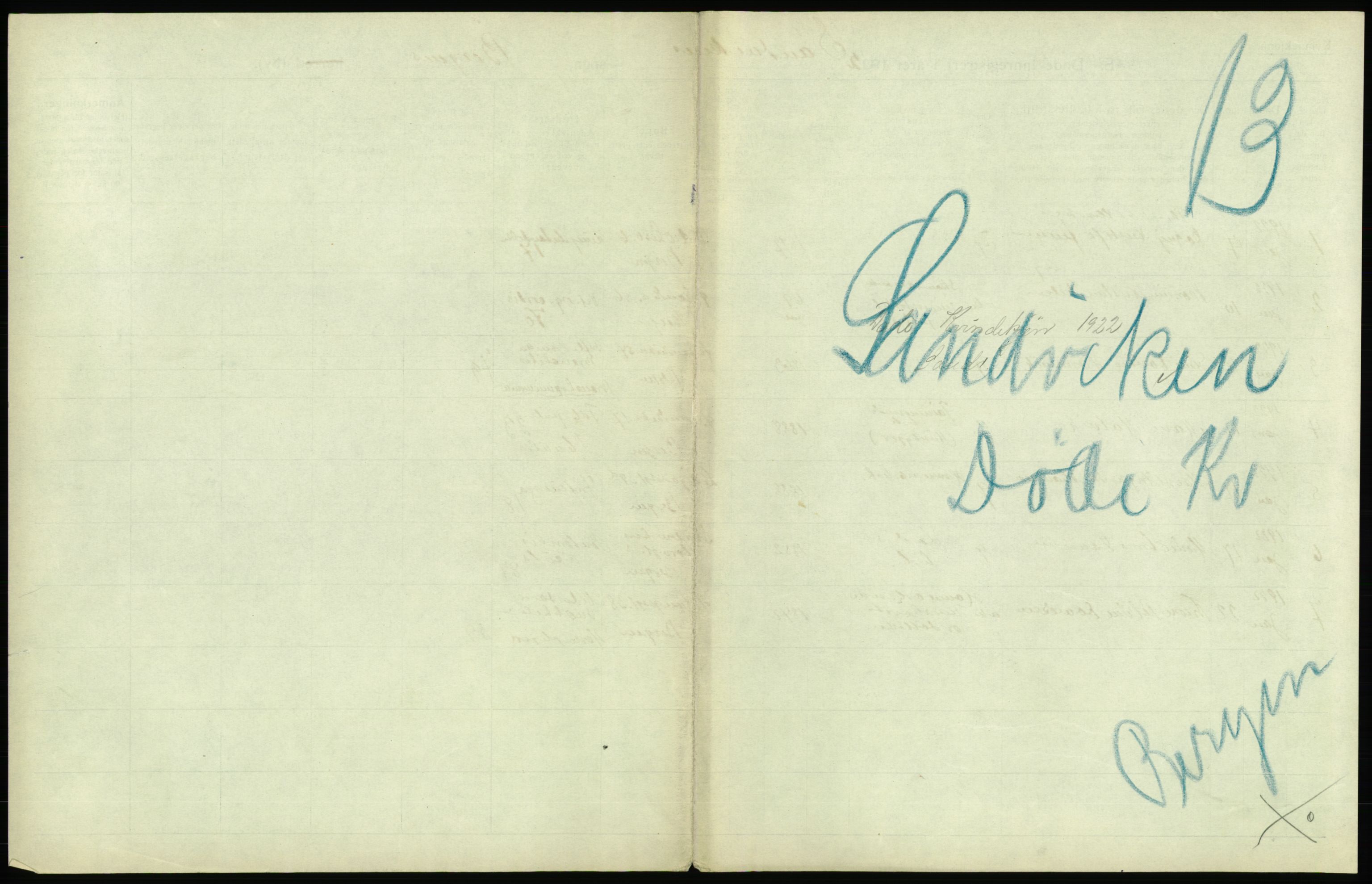 Statistisk sentralbyrå, Sosiodemografiske emner, Befolkning, RA/S-2228/D/Df/Dfc/Dfcb/L0030: Bergen: Gifte, døde, dødfødte., 1922, s. 541